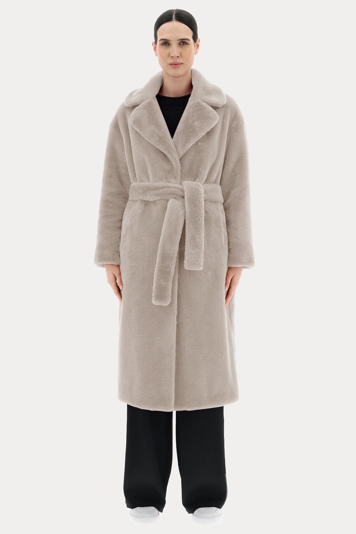 Herno Belden Kuşaklı Peluş Manto-Libas Trendy Fashion Store