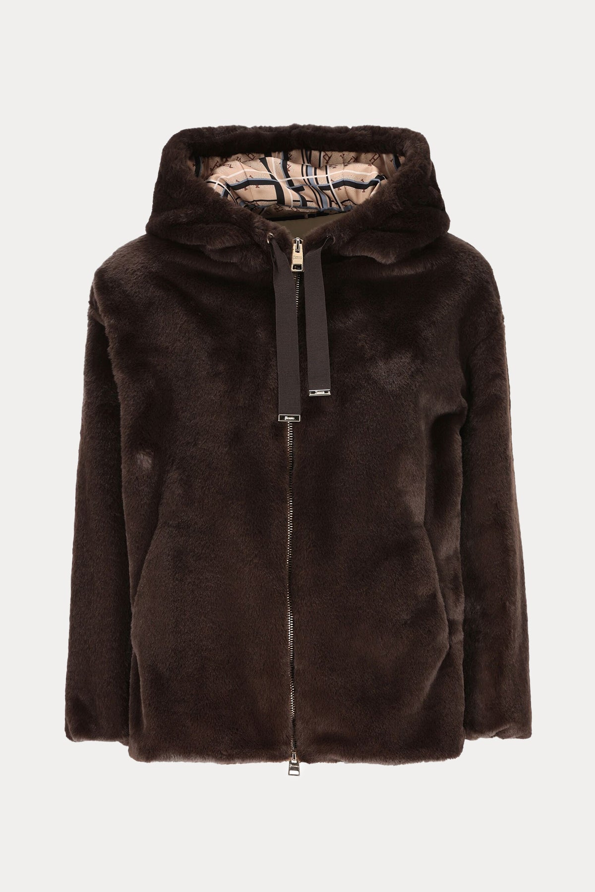 Herno Monogram Astarlı Kapüşonlu Peluş Mont-Libas Trendy Fashion Store