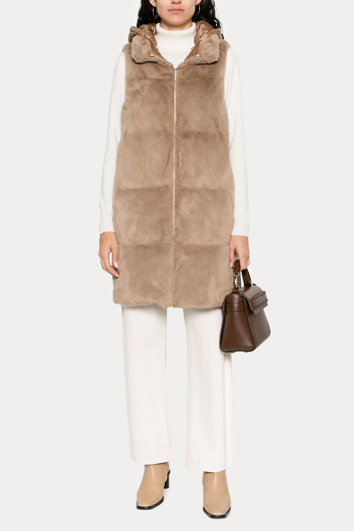 Herno Geniş Kesim Kapüşonlu Peluş Yelek-Libas Trendy Fashion Store