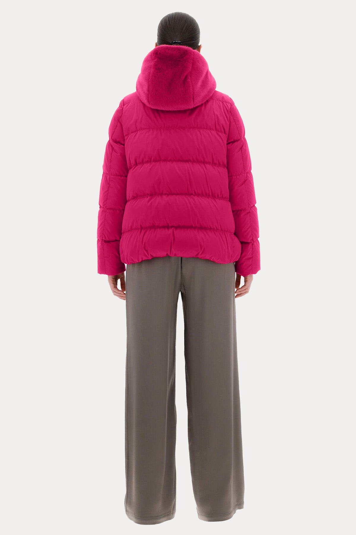 Herno Peluş Kapüşonlu Puffer Mont-Libas Trendy Fashion Store