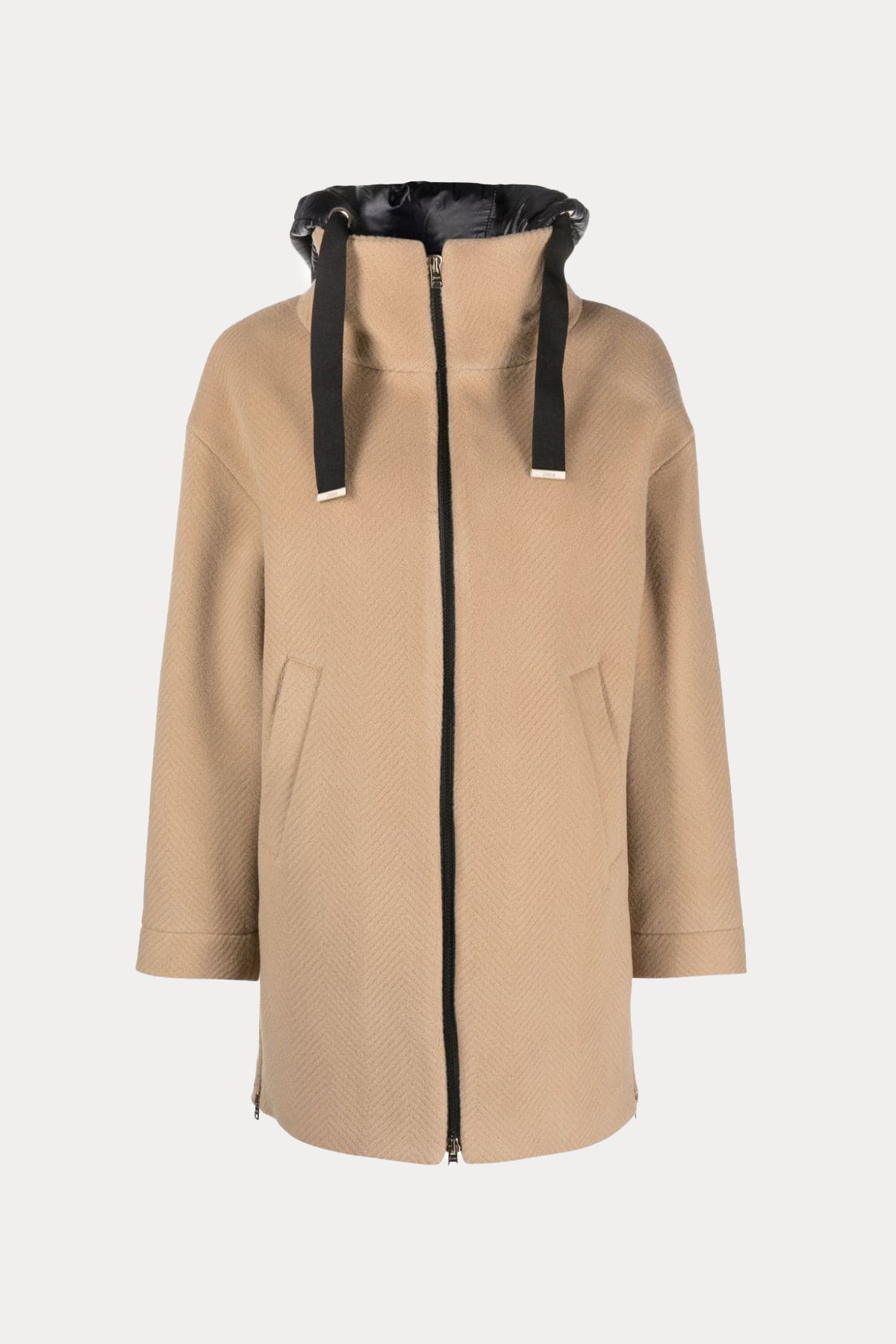 Herno Kapüşonlu Yün Balıksırtı Kaban-Libas Trendy Fashion Store