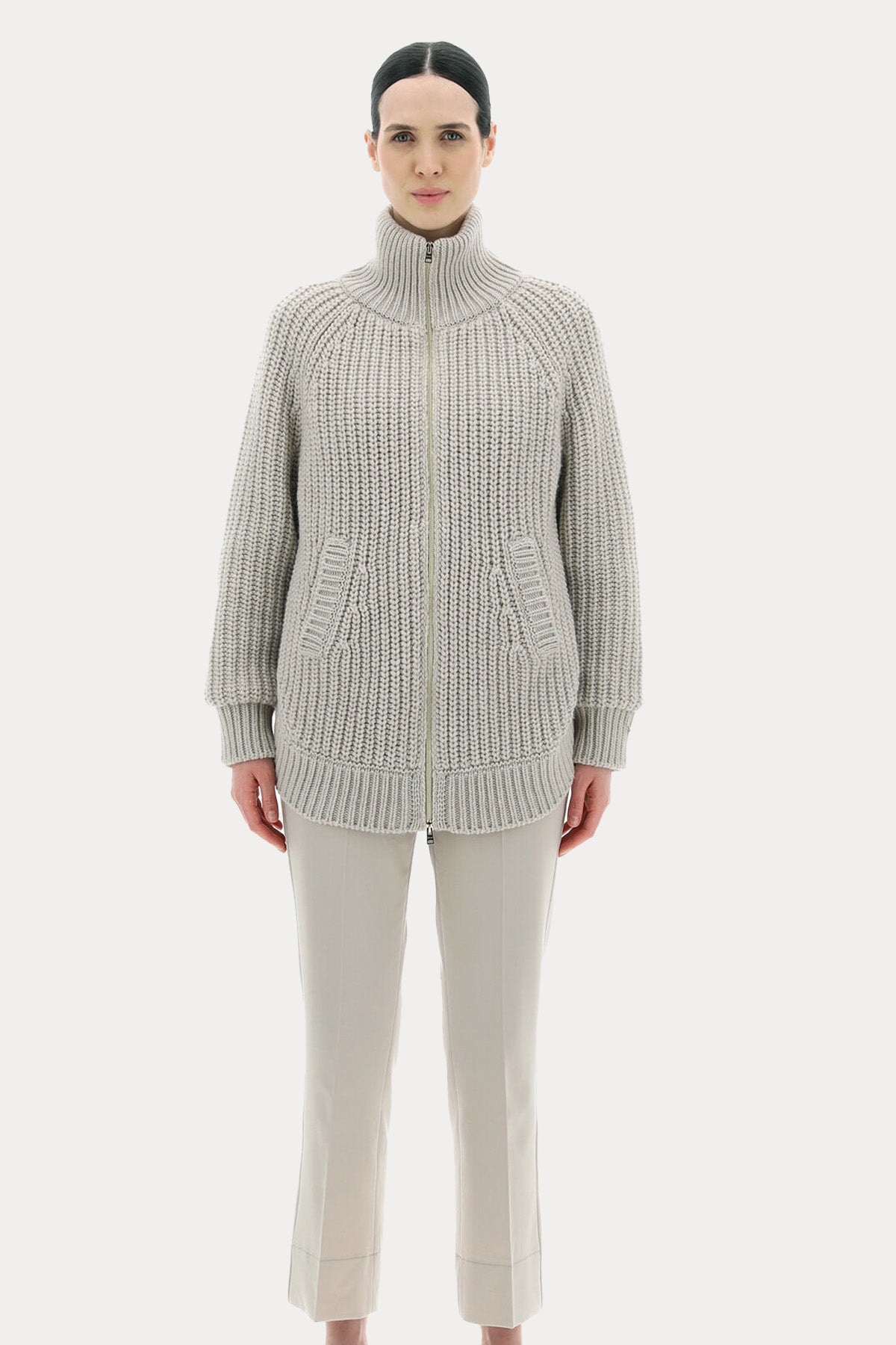 Herno Sırtı Dolgulu Dik Yaka Örgü Yün Ceket-Libas Trendy Fashion Store