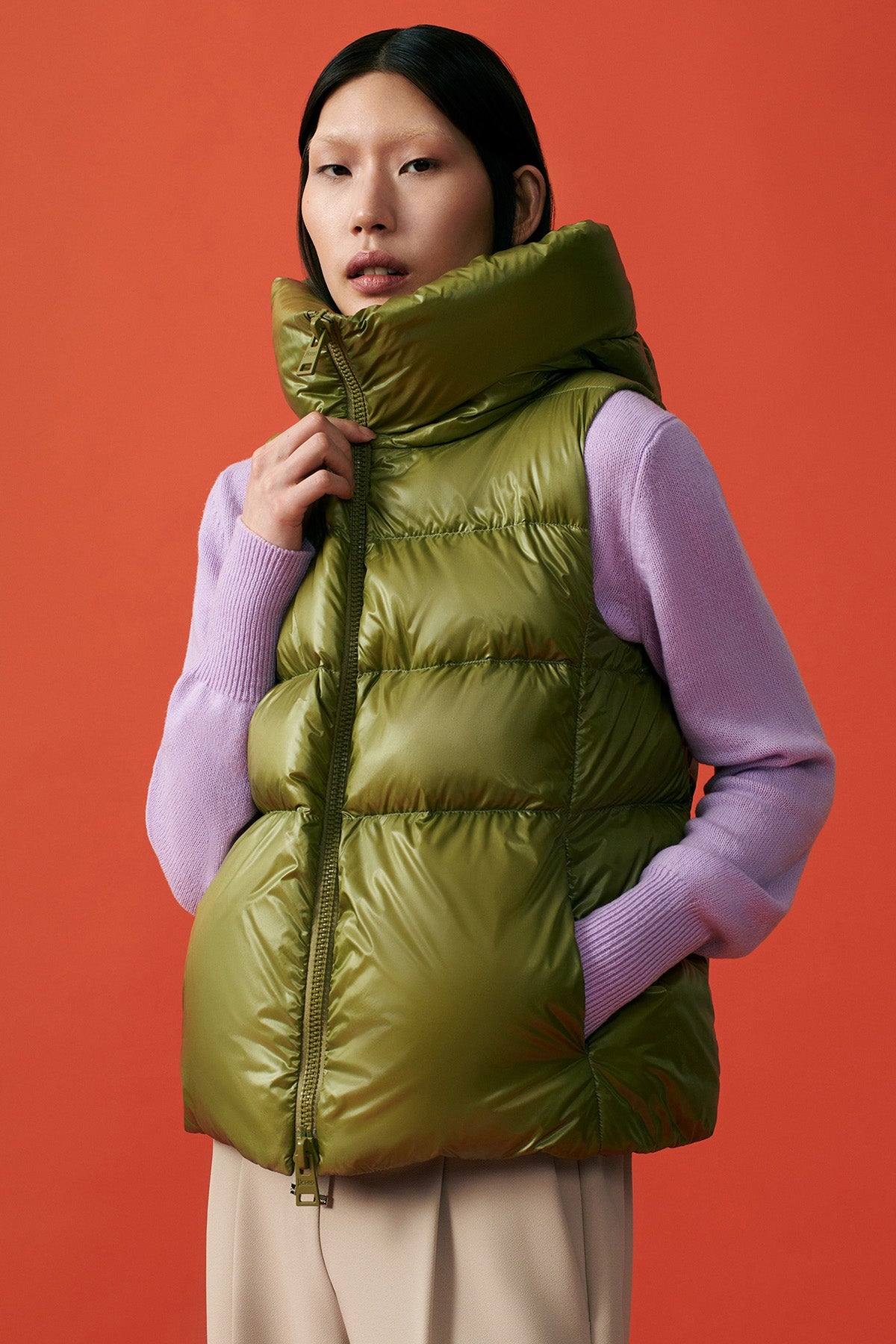 Herno Dik Yaka A Kesim Kapüşonlu Puffer Yelek-Libas Trendy Fashion Store