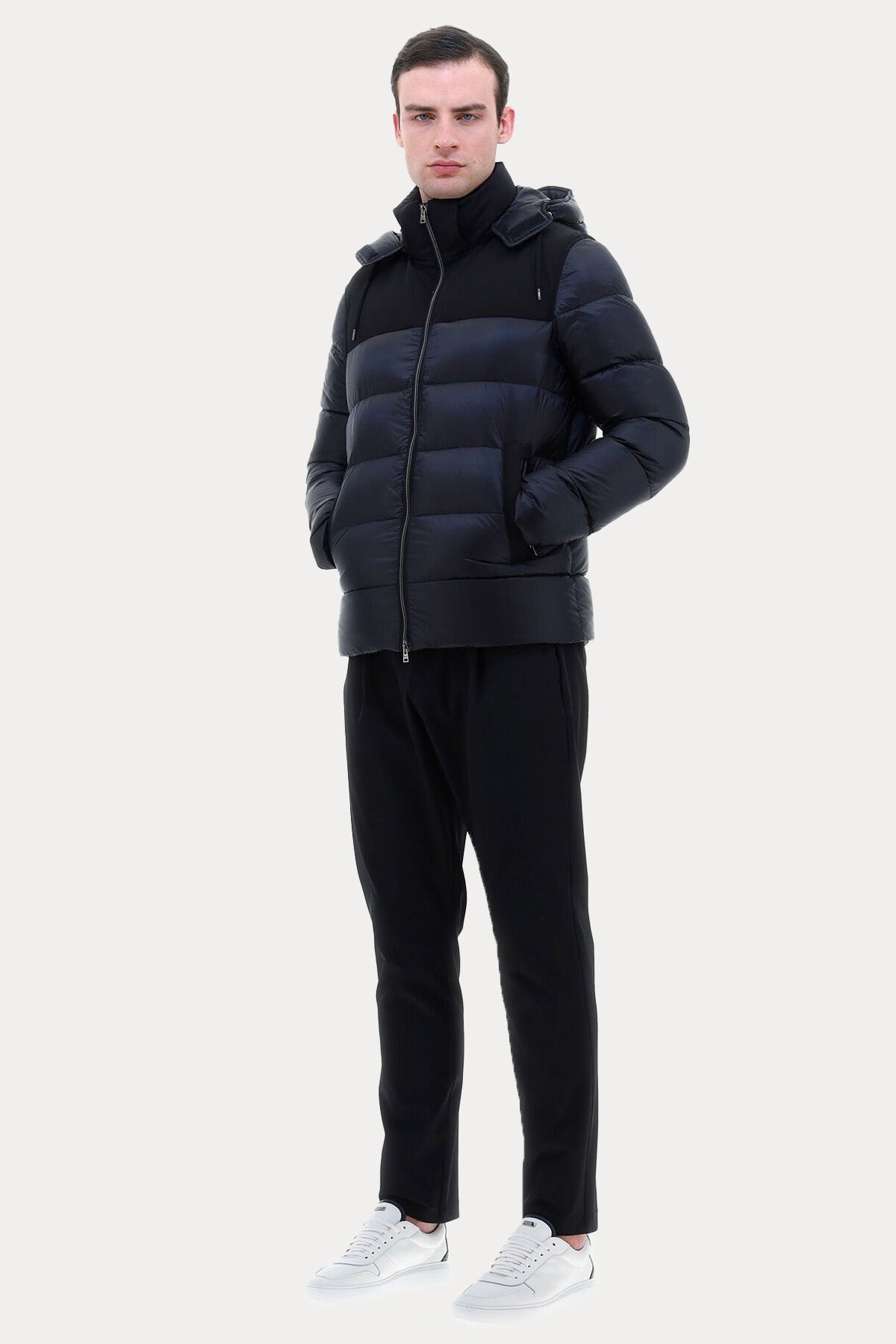 Herno Kapüşonlu Yün Detaylı Puffer Mont-Libas Trendy Fashion Store