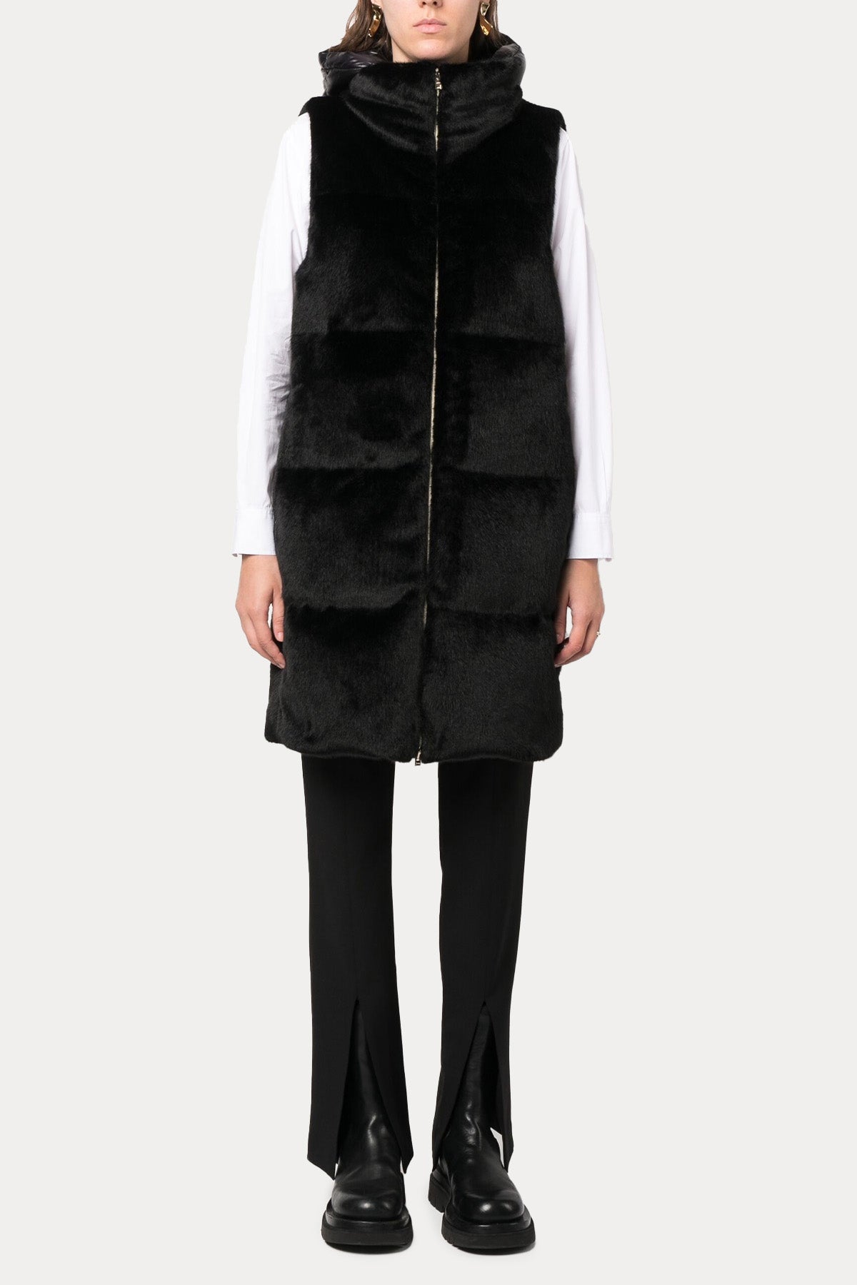 Herno Geniş Kesim Kapüşonlu Peluş Yelek-Libas Trendy Fashion Store