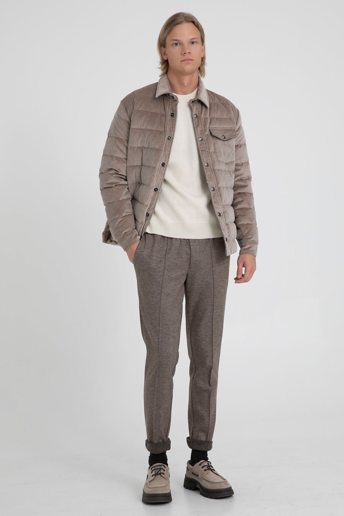 Fradi Beli Lastikli Slim Fit Jogger Pantolon-Libas Trendy Fashion Store