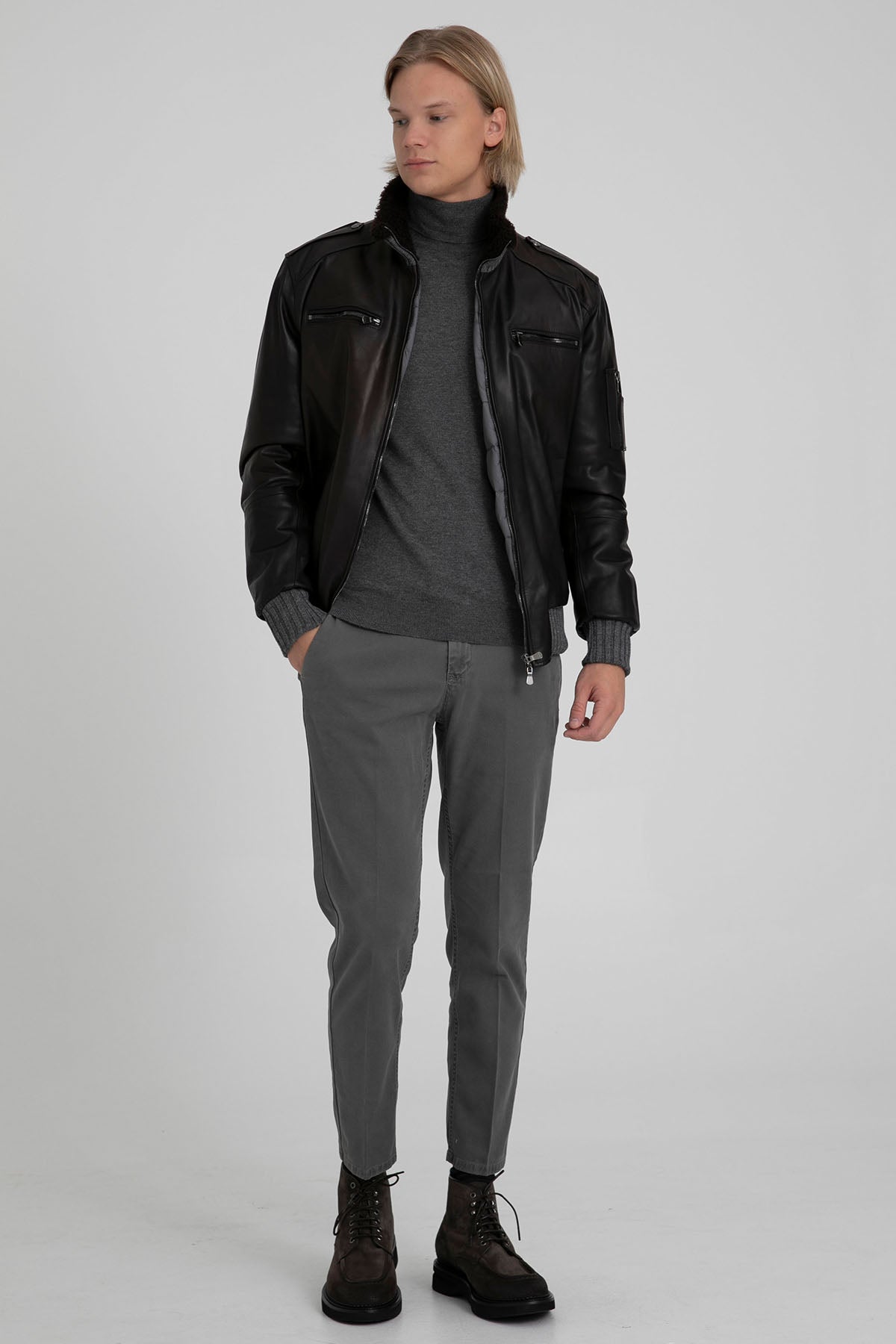 Fradi Puffer Dolgulu Deri Ceket-Libas Trendy Fashion Store