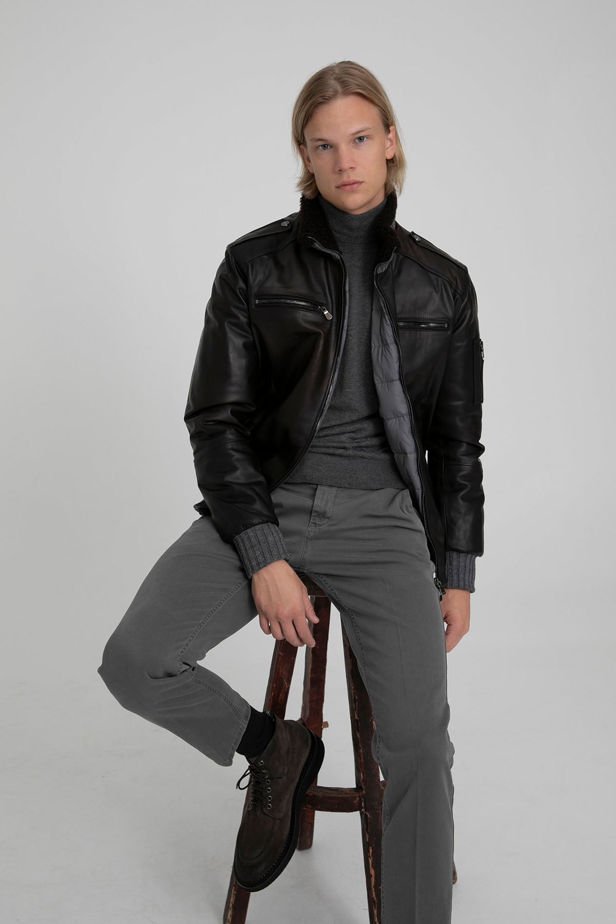 Fradi Puffer Dolgulu Deri Ceket-Libas Trendy Fashion Store