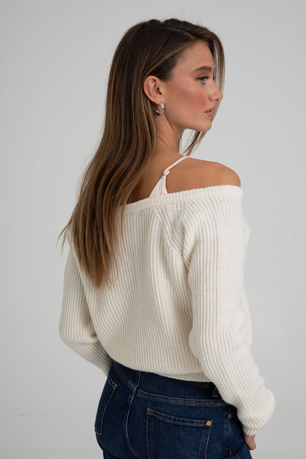 Semicouture Straplez Yaka Örgü Yün Triko-Libas Trendy Fashion Store