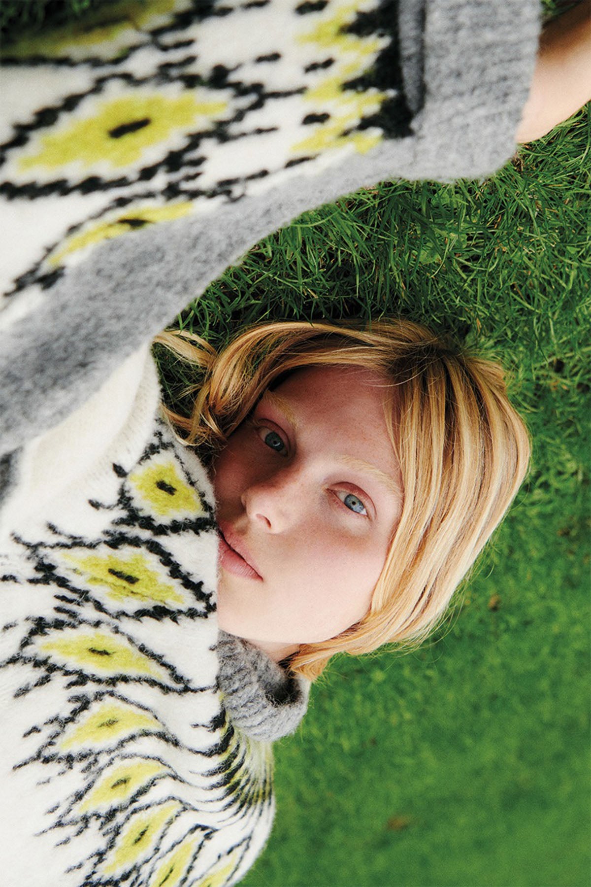 Semicouture Geniş Kesim Fire Isle Desenli Balıkçı Yaka Triko-Libas Trendy Fashion Store