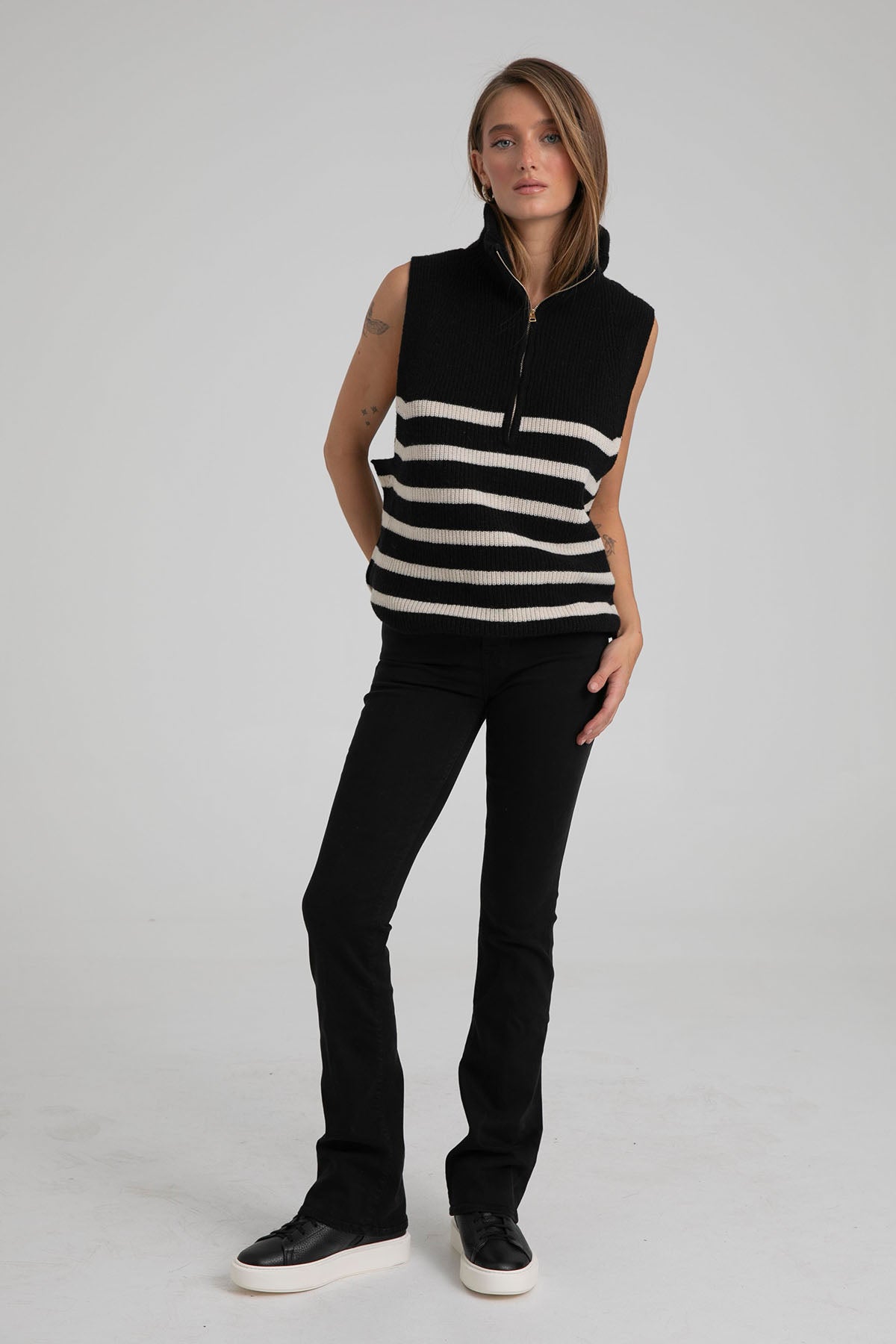 Semicouture Fermuarlı Dik Yaka Örgü Yün Triko-Libas Trendy Fashion Store