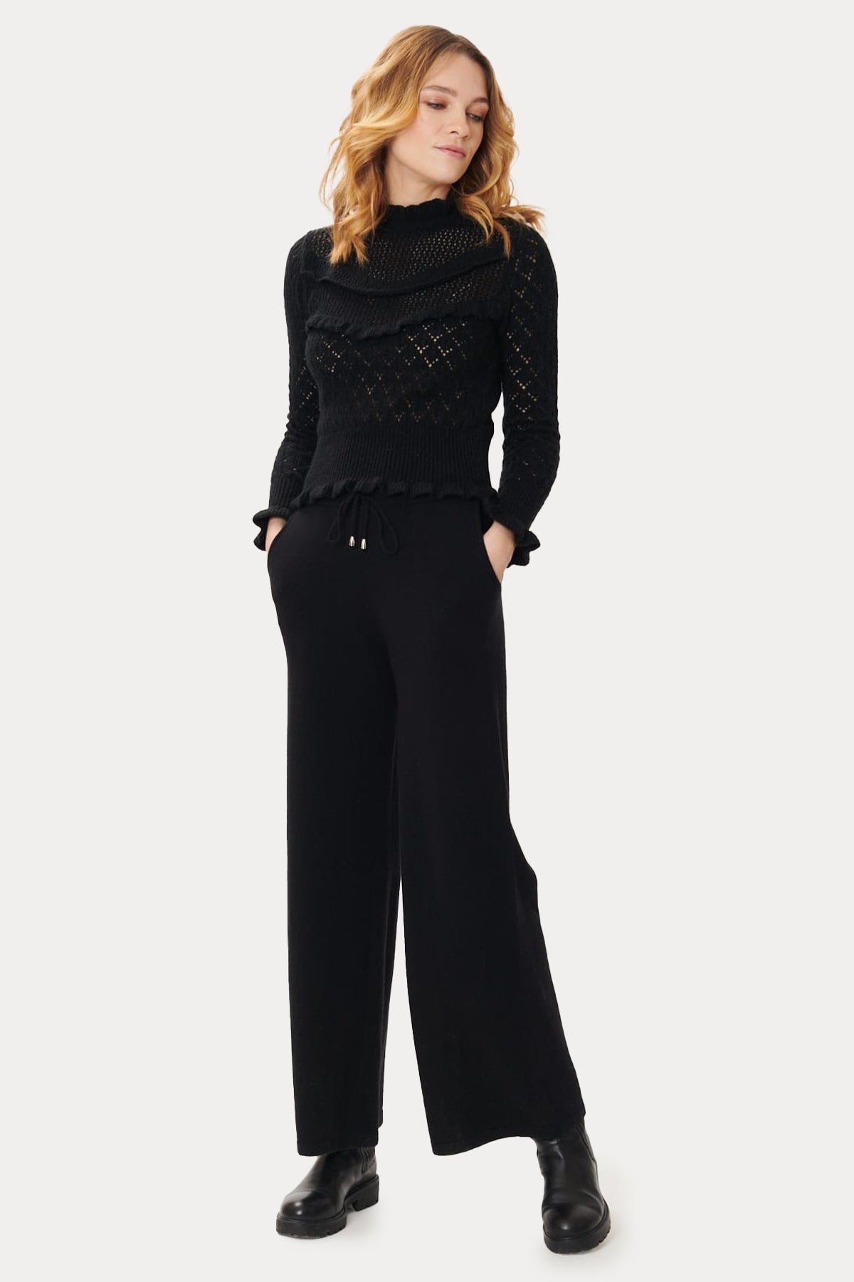 Rene Derhy Nastassia Beli Lastikli Örgü Pantolon-Libas Trendy Fashion Store