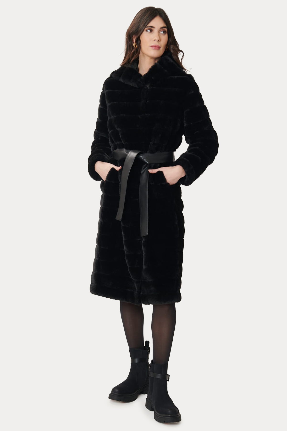 Rene Derhy Catherine Kapüşonlu Peluş Manto-Libas Trendy Fashion Store