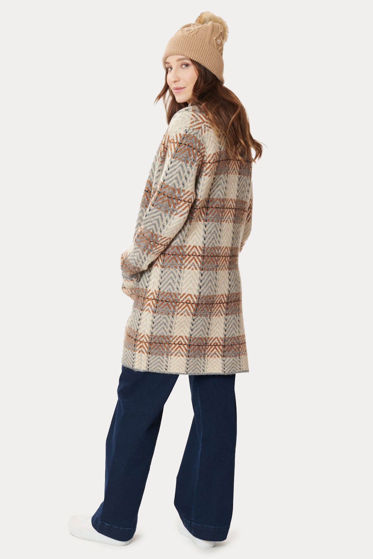 Rene Derhy Lily Ekoseli Örgü Triko Ceket-Libas Trendy Fashion Store