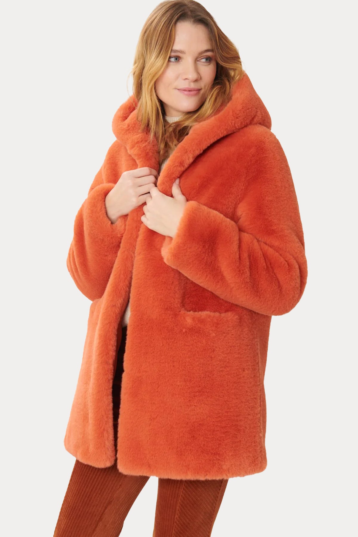 Rene Derhy Carly Kapüşonlu Peluş Manto-Libas Trendy Fashion Store