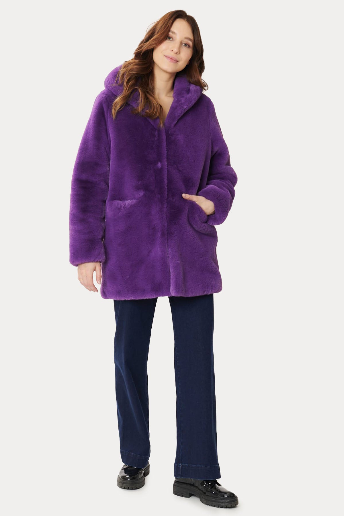 Rene Derhy Carly Kapüşonlu Peluş Manto-Libas Trendy Fashion Store