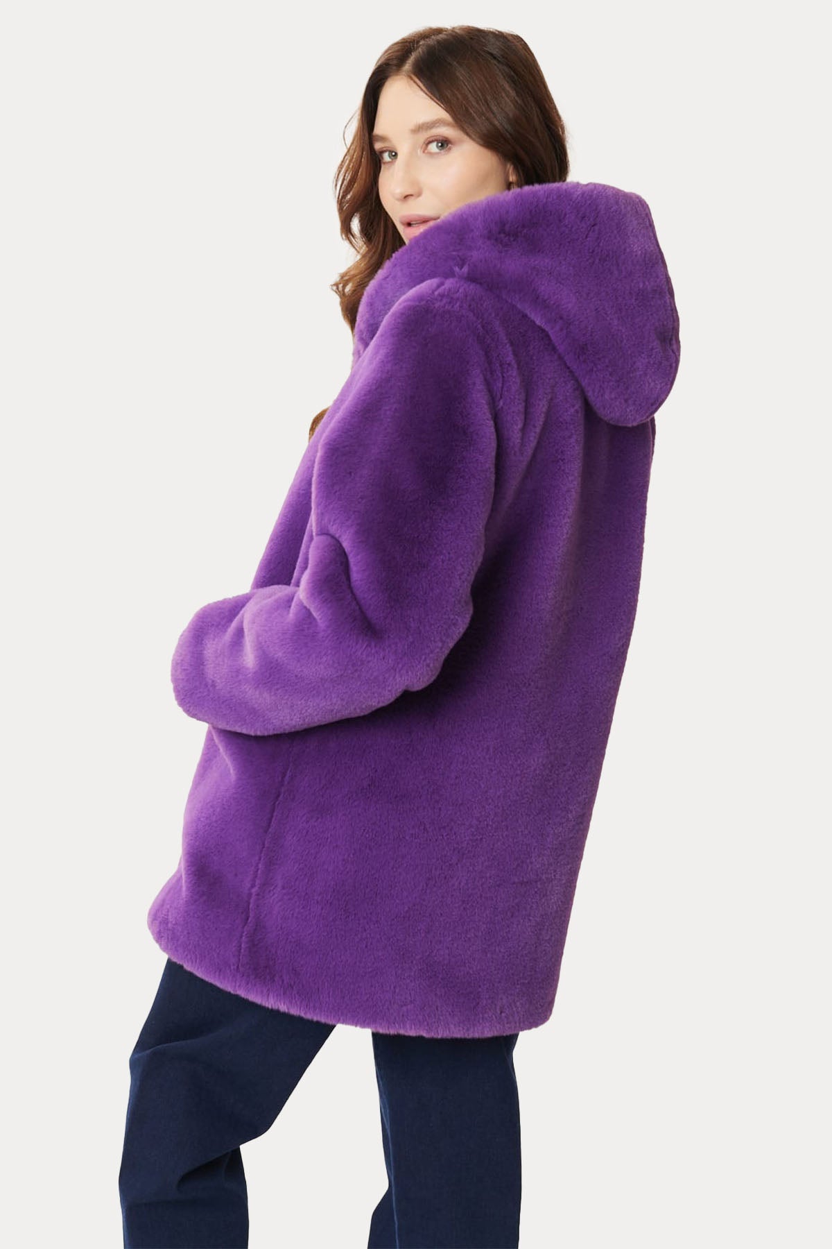 Rene Derhy Carly Kapüşonlu Peluş Manto-Libas Trendy Fashion Store