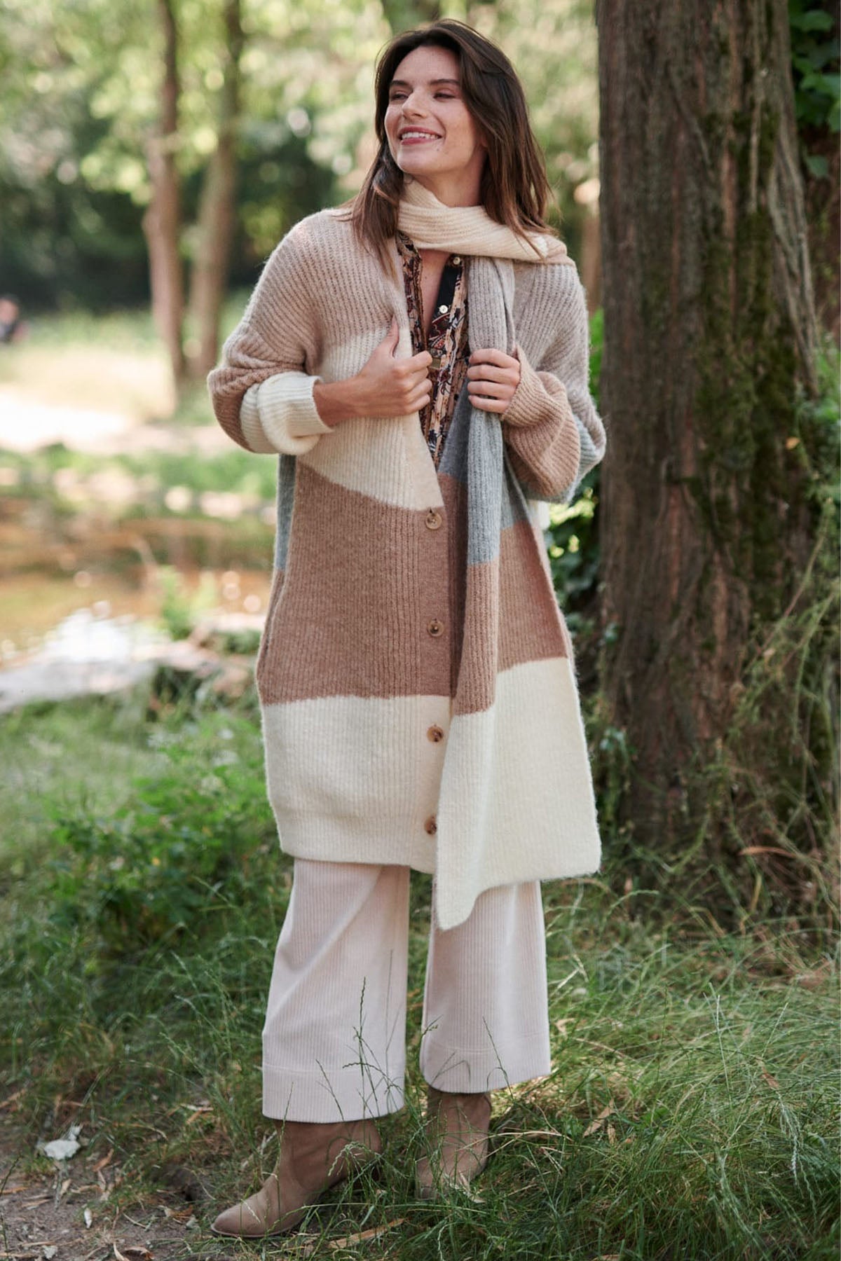 Rene Derhy Laeticia Renk Bloklu Örgü Triko Ceket-Libas Trendy Fashion Store