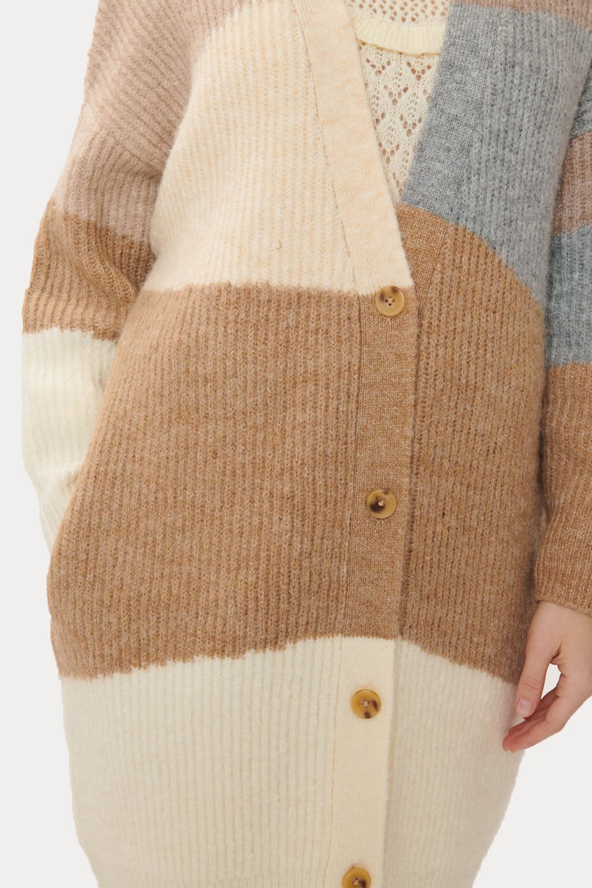 Rene Derhy Laeticia Renk Bloklu Örgü Triko Ceket-Libas Trendy Fashion Store