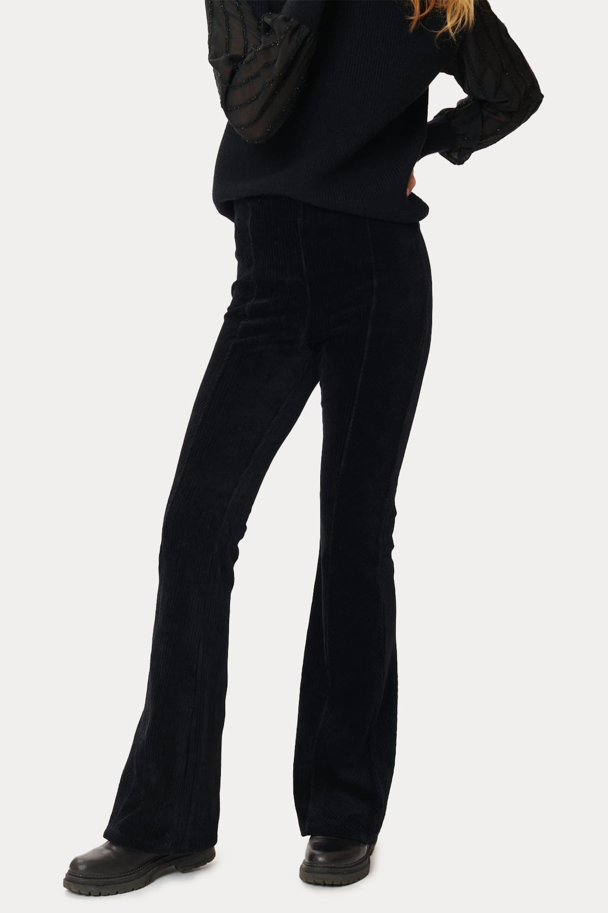 Rene Derhy Nancy Yüksek Bel Streç Fitilli Kadife Pantolon-Libas Trendy Fashion Store