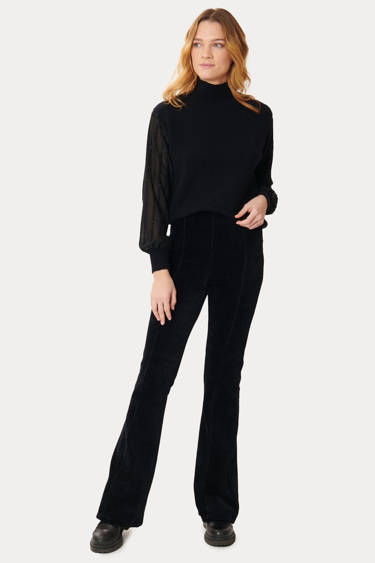 Rene Derhy Nancy Yüksek Bel Streç Fitilli Kadife Pantolon-Libas Trendy Fashion Store