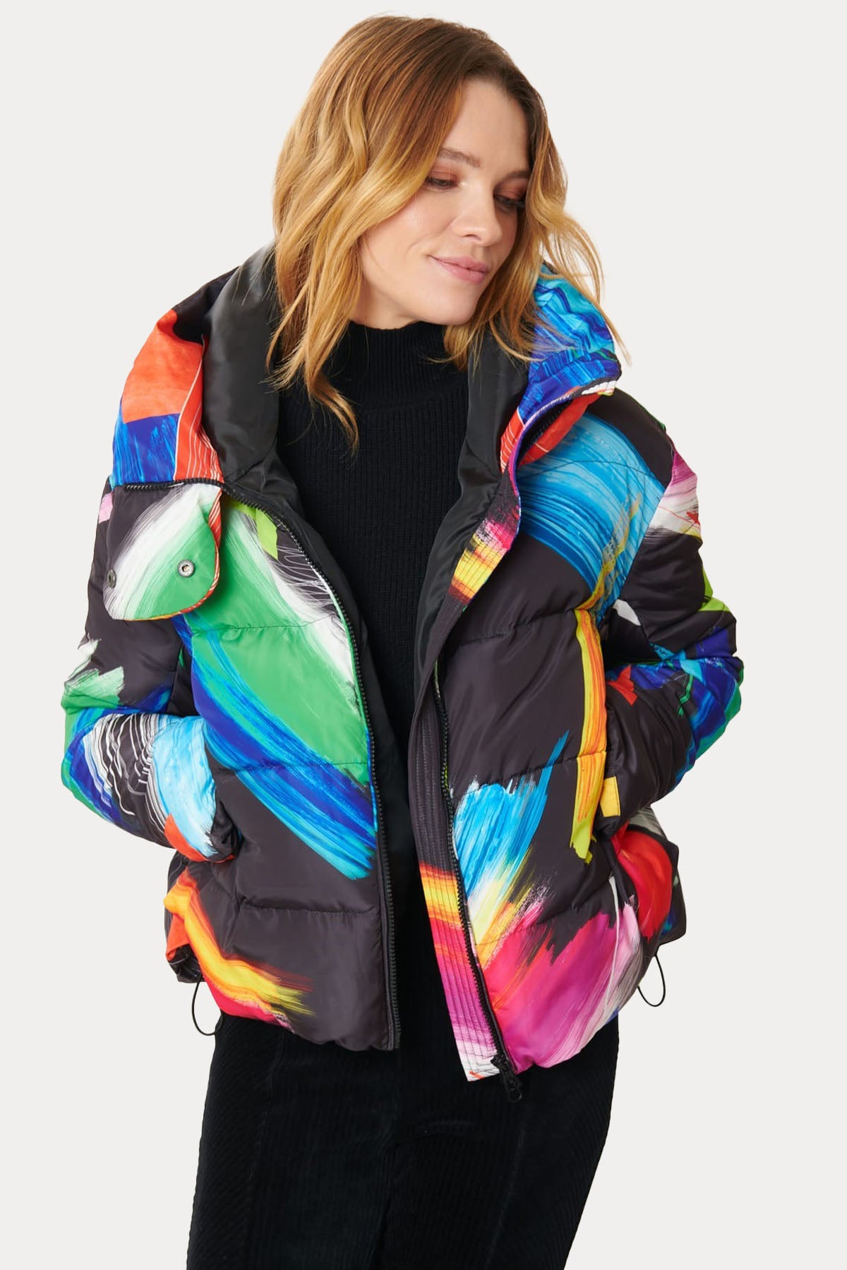 Rene Derhy Fanny Kapüşonlu Renkli Puffer Mont-Libas Trendy Fashion Store