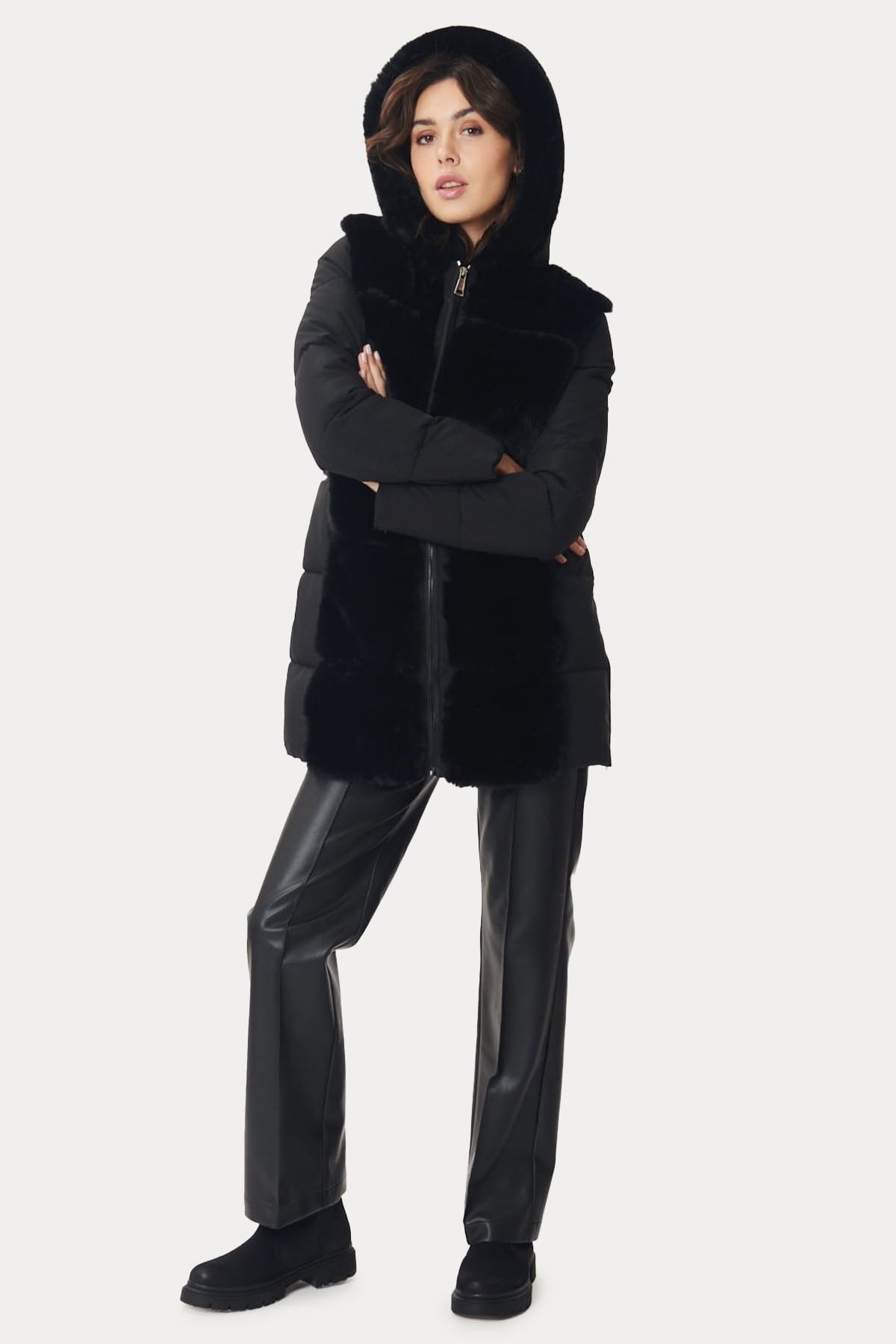 Rene Derhy Flore Kapüşonlu Peluş Detaylı Puffer Mont-Libas Trendy Fashion Store