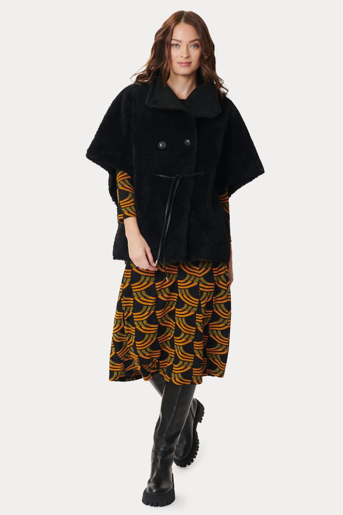 Rene Derhy Kruvaze Belden Büzgülü Peluş Panço-Libas Trendy Fashion Store