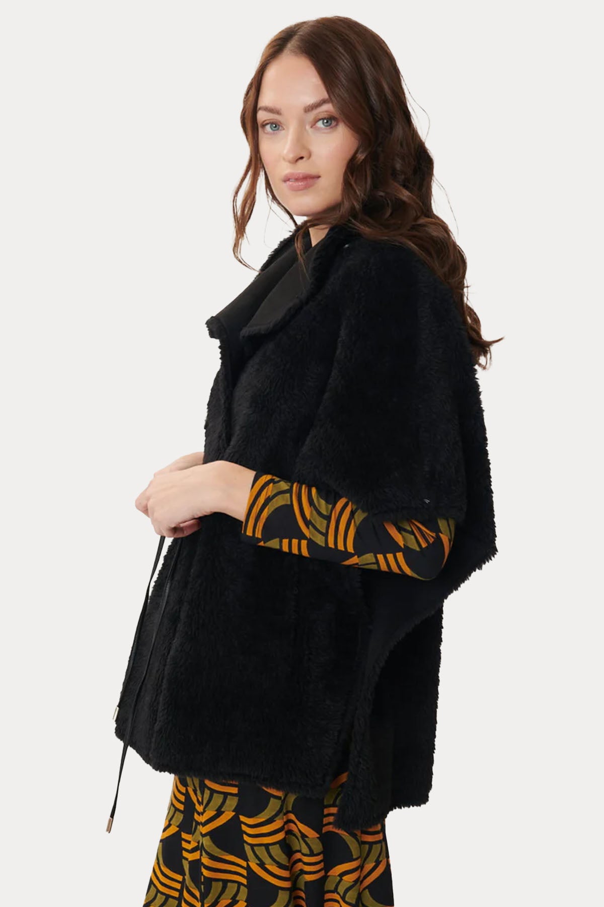 Rene Derhy Kruvaze Belden Büzgülü Peluş Panço-Libas Trendy Fashion Store