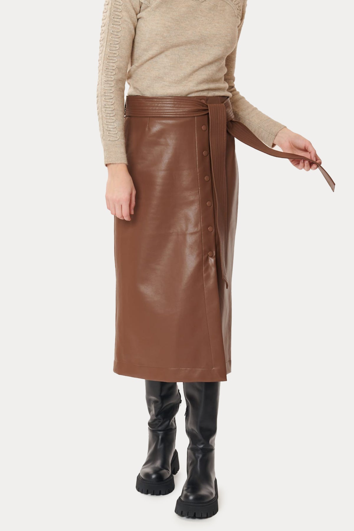 Rene Derhy Eglantine Midi Deri Etek-Libas Trendy Fashion Store