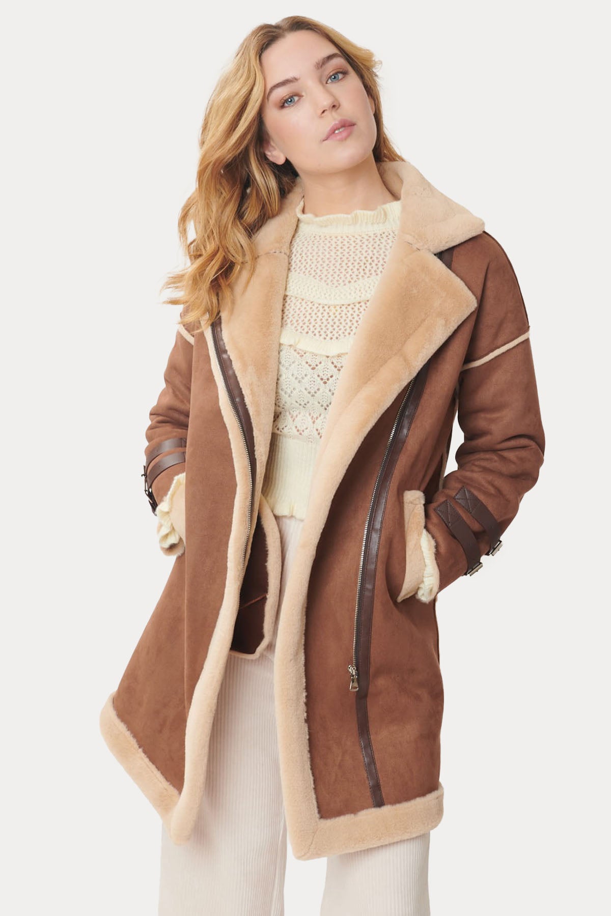 Rene Derhy Cilla Kürklü Shearling Manto-Libas Trendy Fashion Store