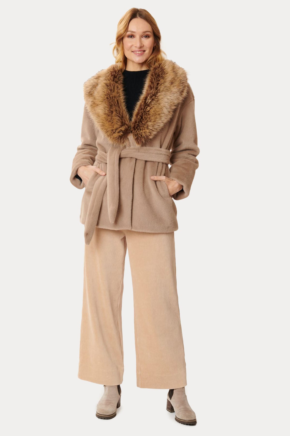 Rene Derhy Capucine Kürklü Yaka Peluş Kaban-Libas Trendy Fashion Store