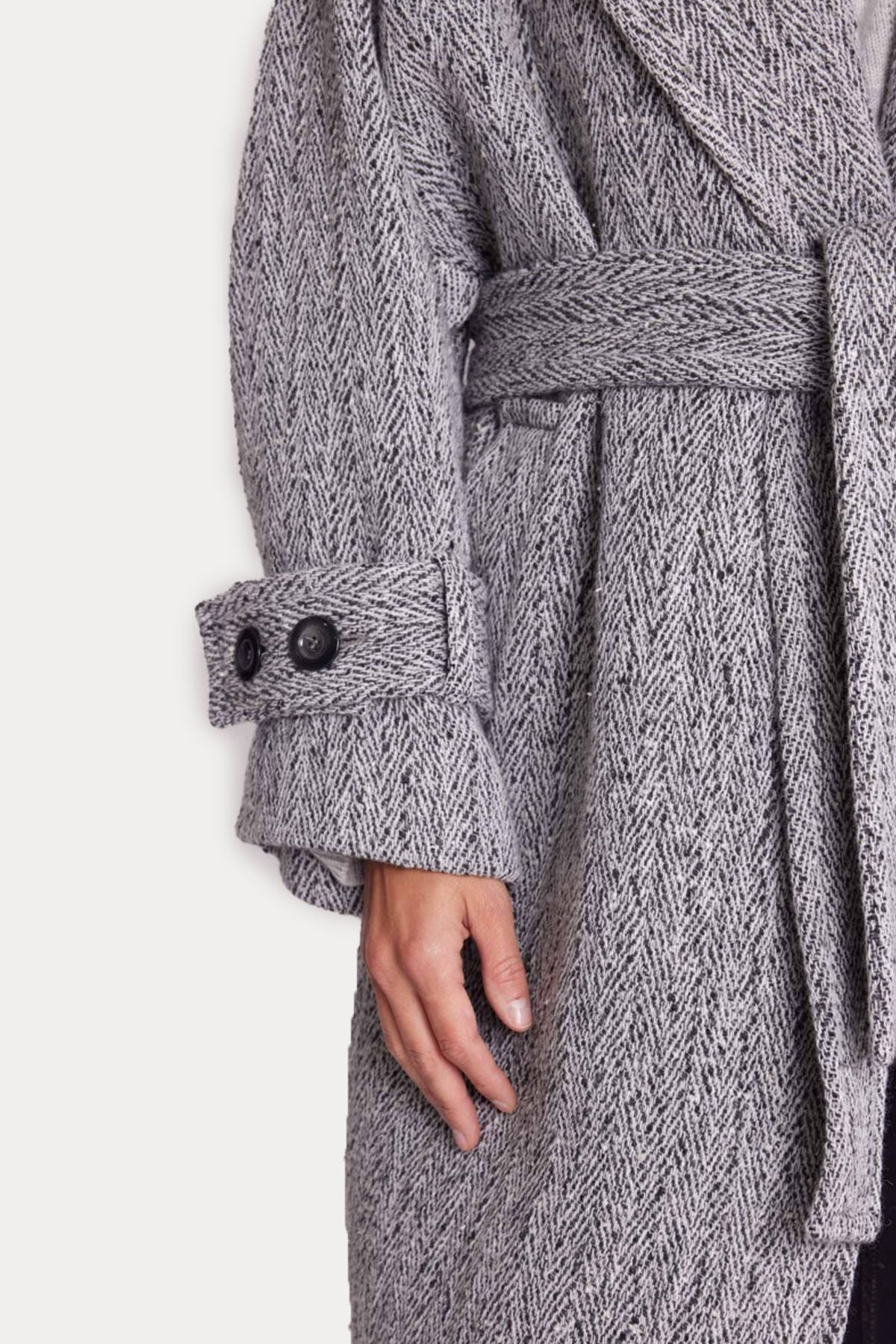 Berenice Marble Kuşaklı İpekli Yün Kaban-Libas Trendy Fashion Store