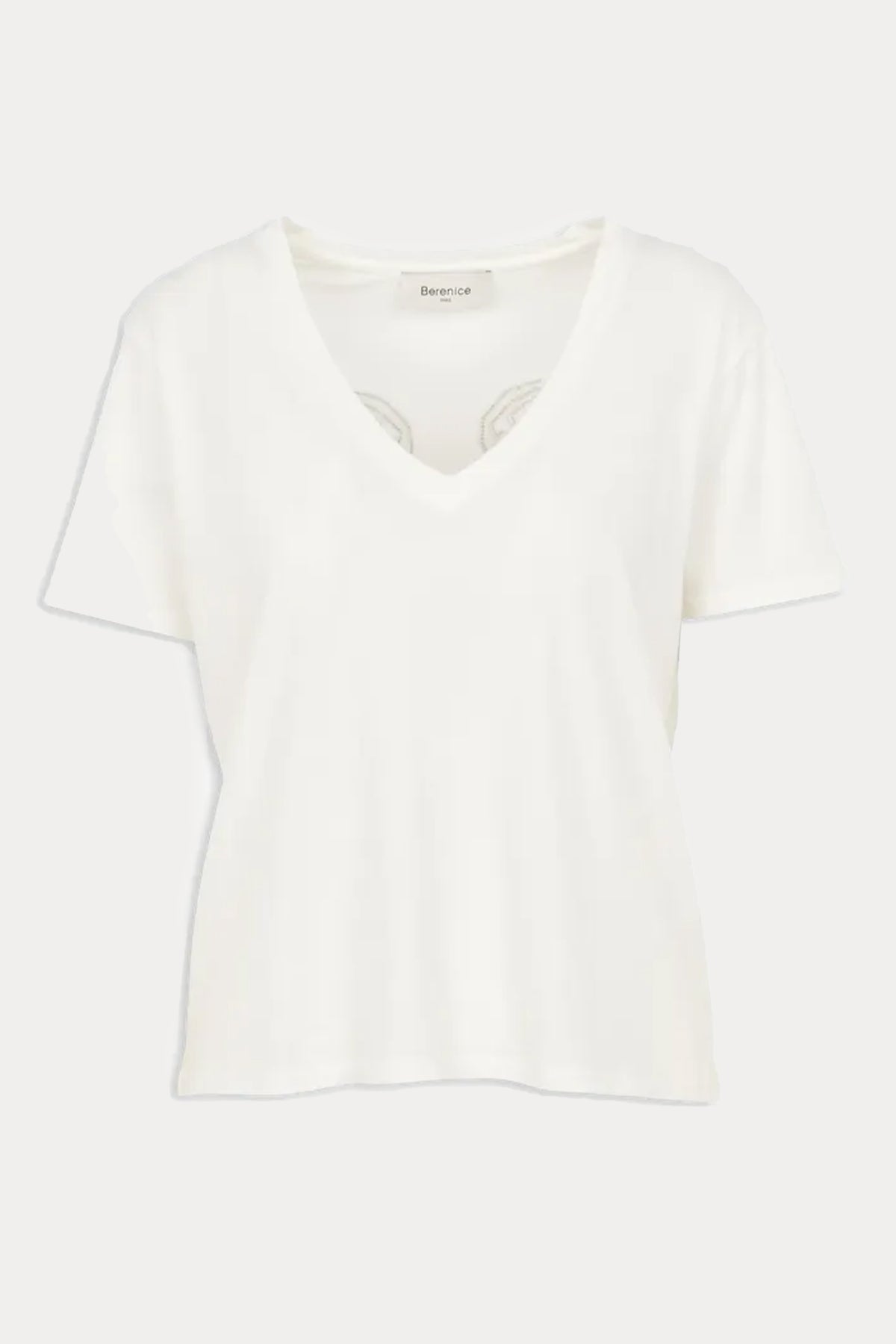 Berenice Enoyaailes Taş Aksesuarlı Kanat Desenli V Yaka T-shirt-Libas Trendy Fashion Store