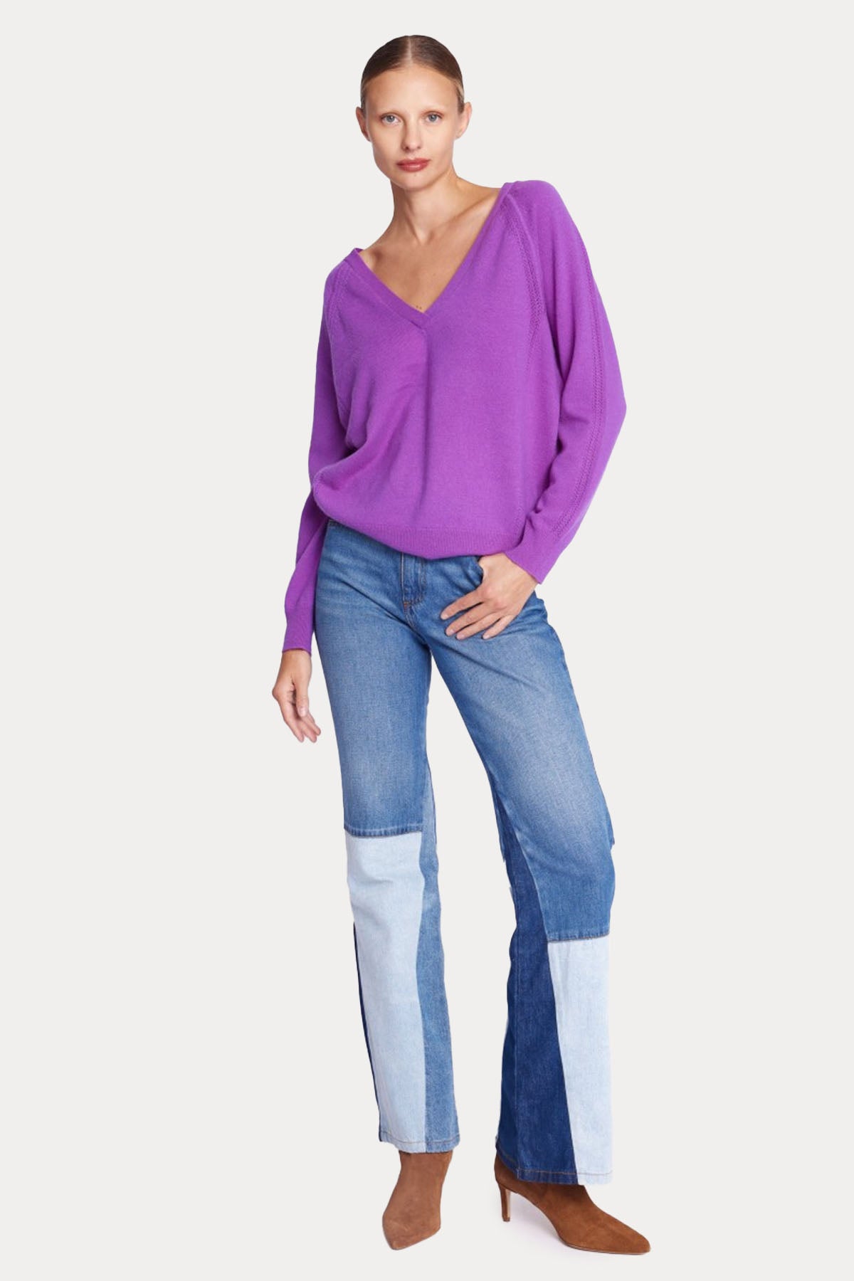 Berenice Ebena V Yaka Örgü Kaşmir Triko-Libas Trendy Fashion Store