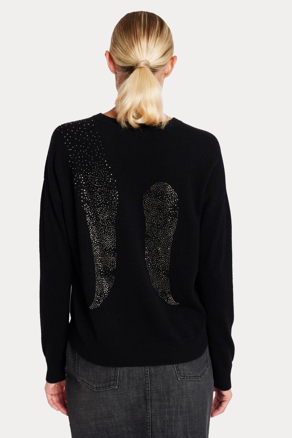 Berenice Angela Sırtta Kanat Aksesuarlı Kaşmirli Örgü Yün Triko-Libas Trendy Fashion Store