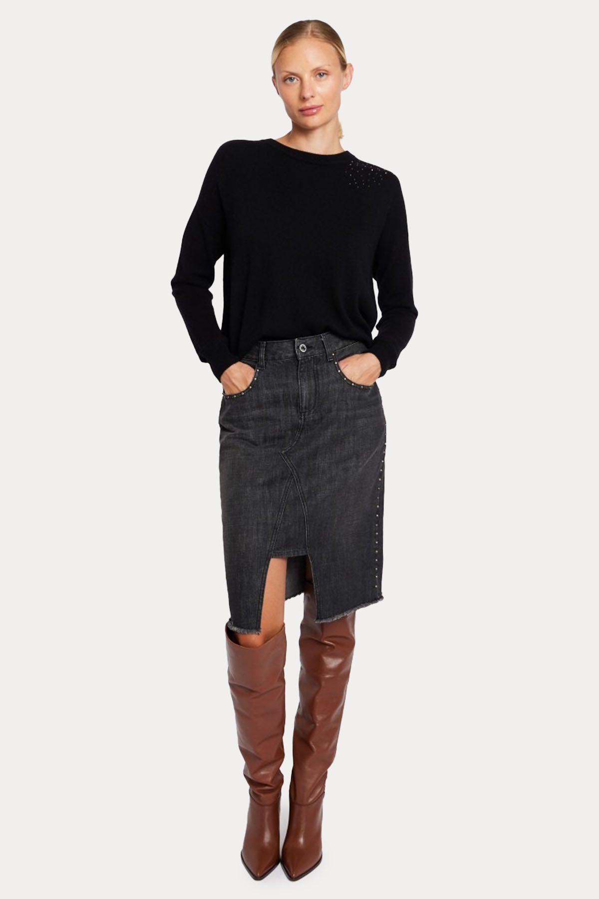 Berenice Angela Sırtta Kanat Aksesuarlı Kaşmirli Örgü Yün Triko-Libas Trendy Fashion Store