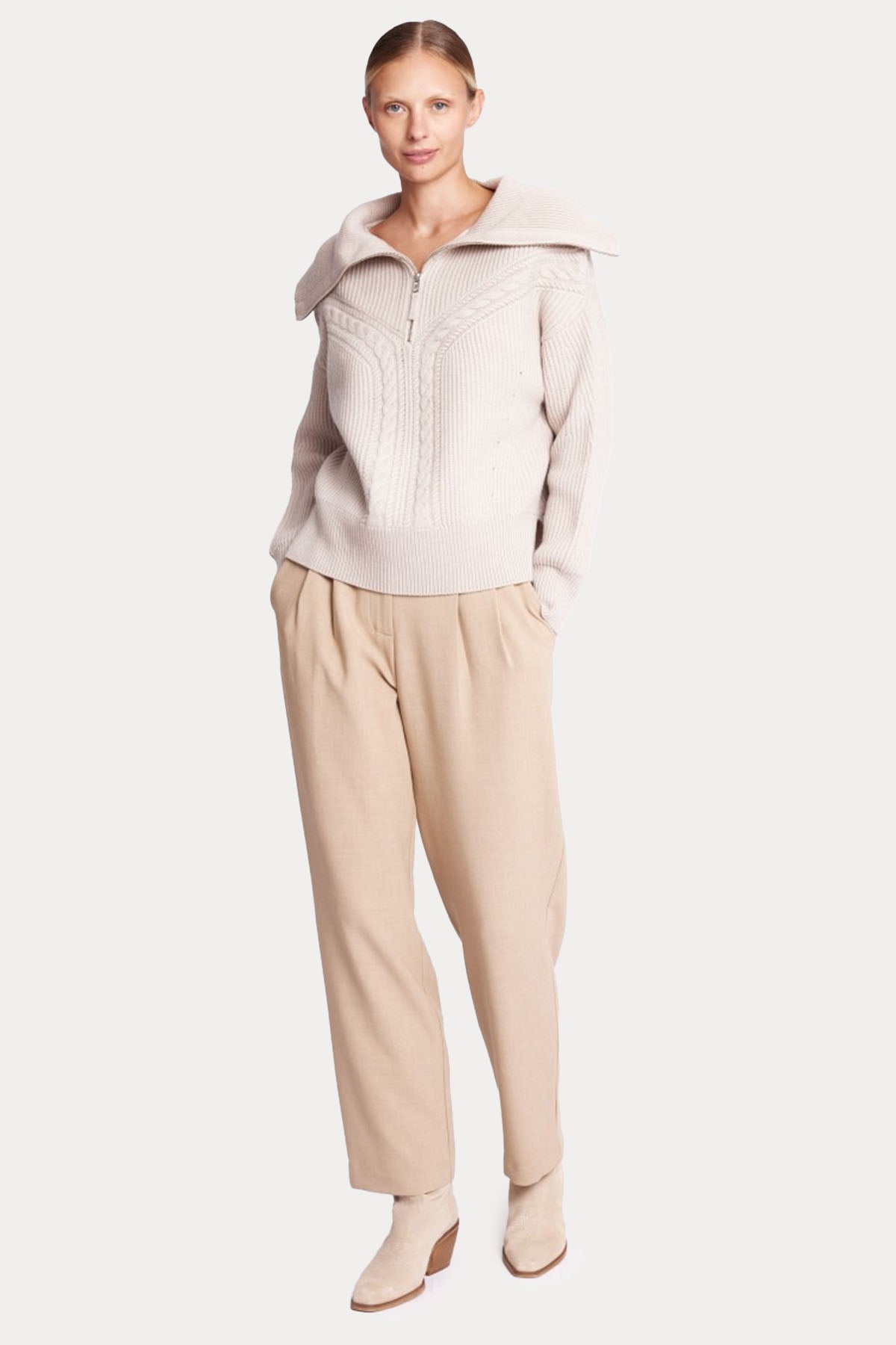 Berenice Adelysa Yarım Fermuarlı Kaşmirli Örgü Yün Triko-Libas Trendy Fashion Store