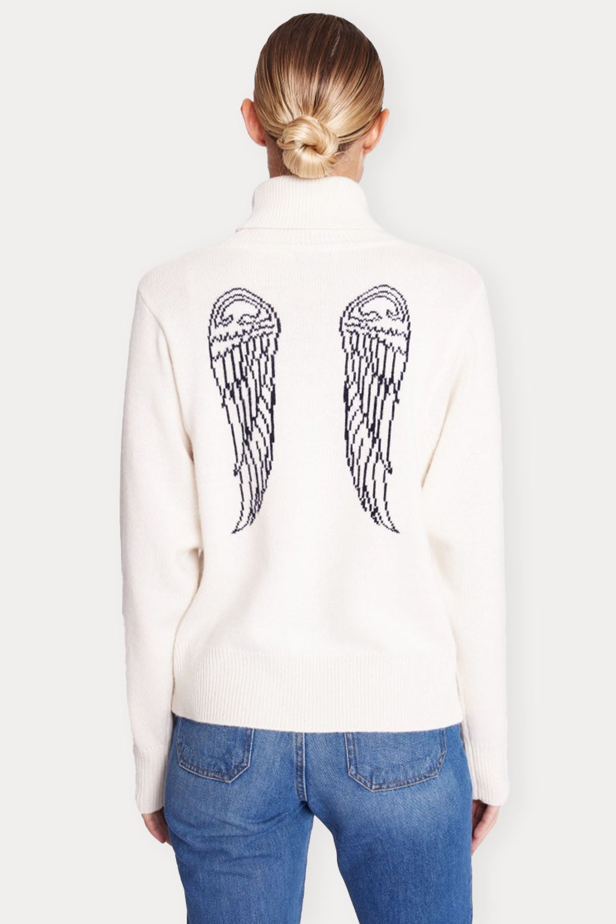 Berenice Axea Sırtta Kanat Desenli Balıkçı Yaka Kaşmirli Örgü Yün Triko-Libas Trendy Fashion Store