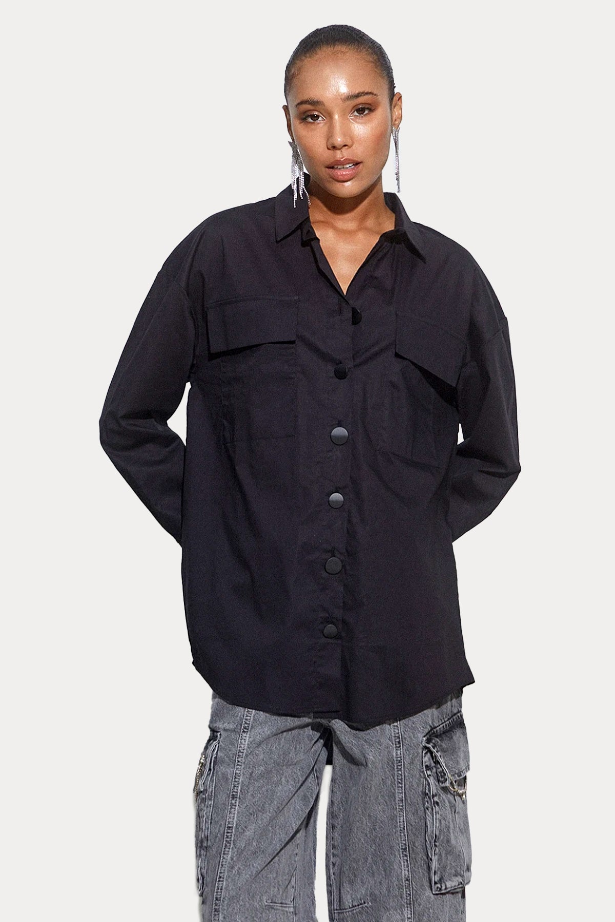 Bsb Geniş Kesim Cepli Gömlek-Libas Trendy Fashion Store