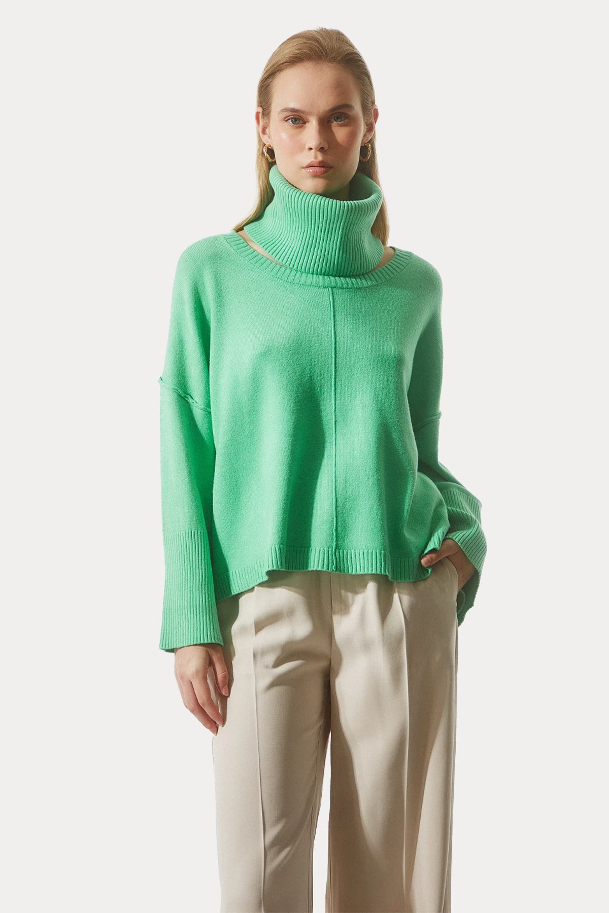 Bsb Geniş Kesim Boyunluklu Örgü Triko-Libas Trendy Fashion Store