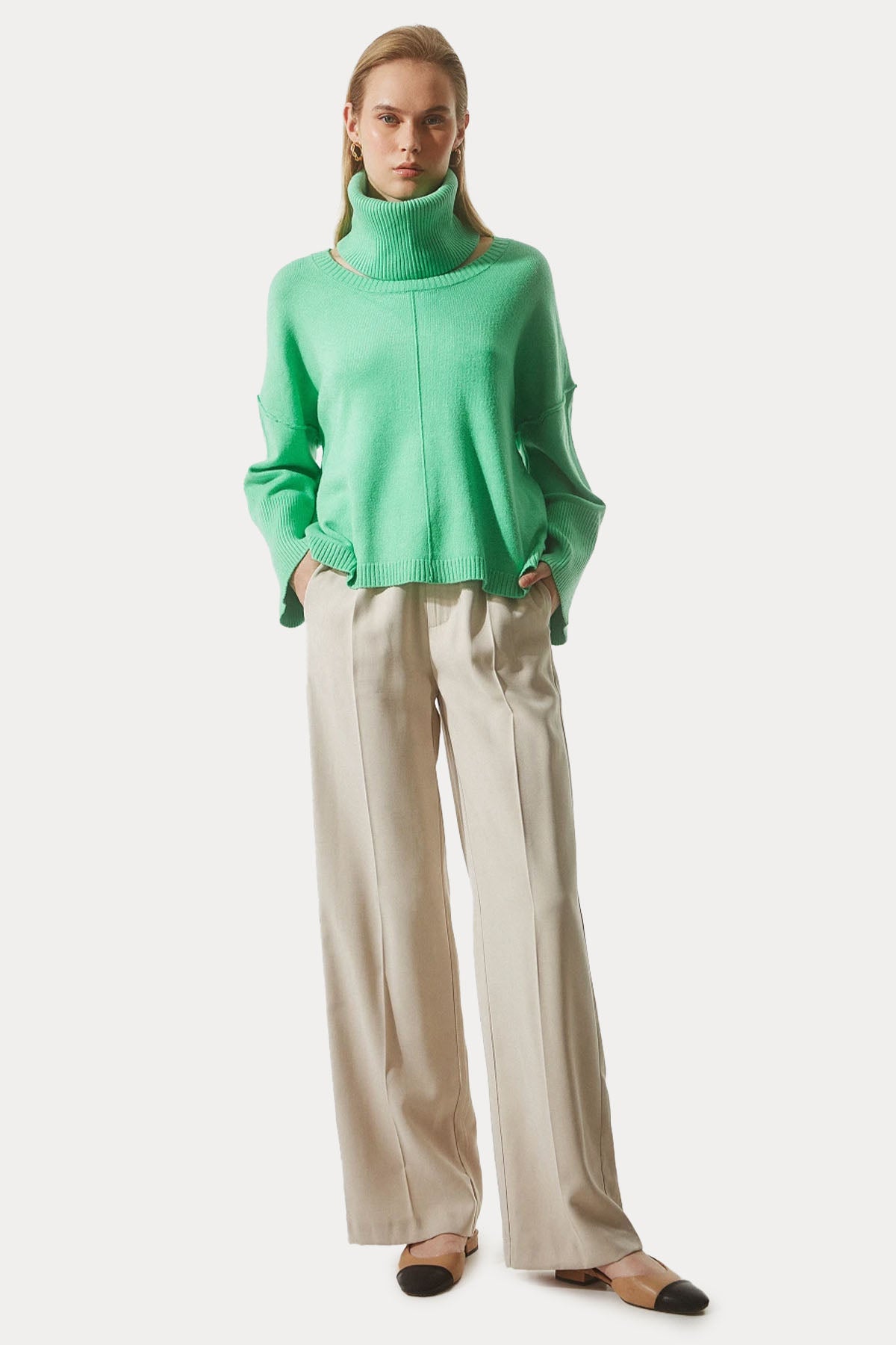 Bsb Geniş Kesim Boyunluklu Örgü Triko-Libas Trendy Fashion Store