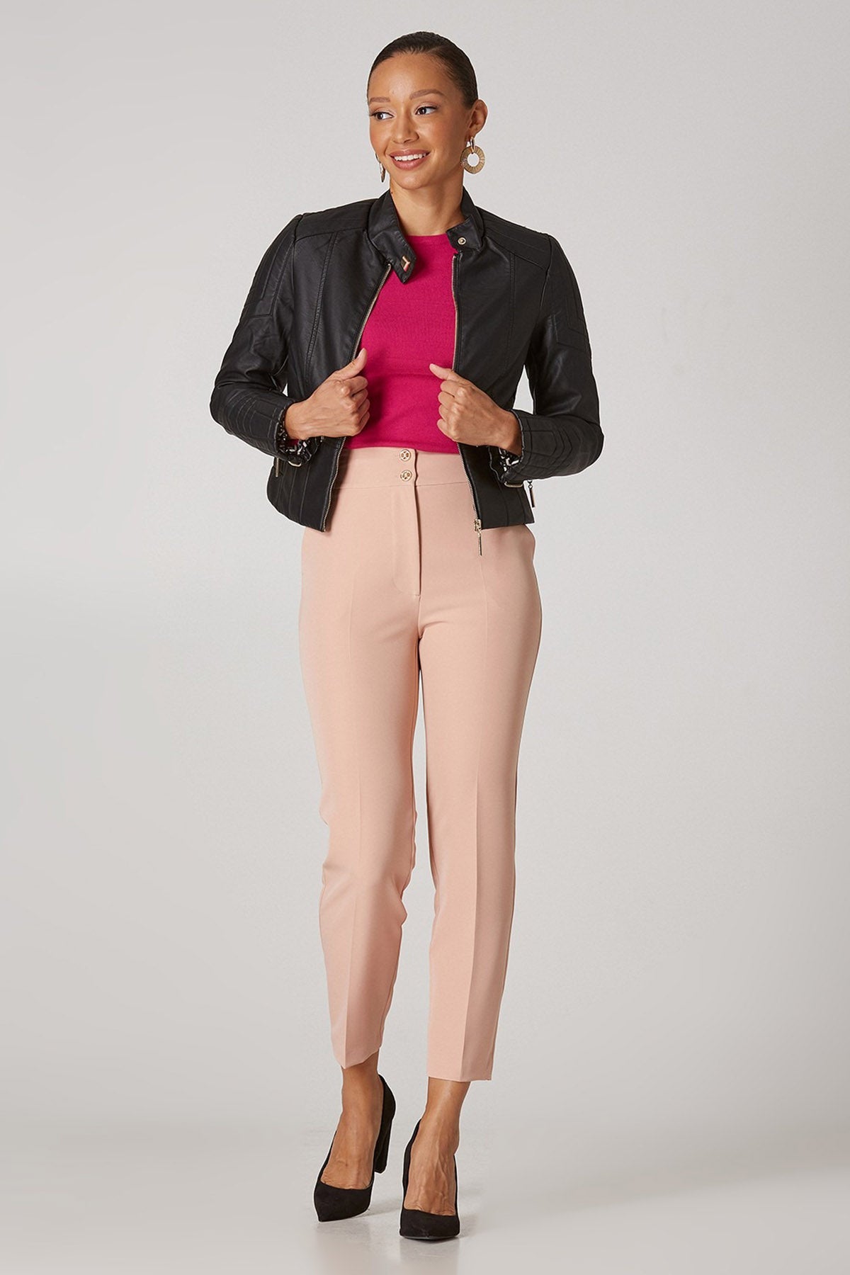 Lynne Zincir Aksesuarlı Deri Ceket-Libas Trendy Fashion Store