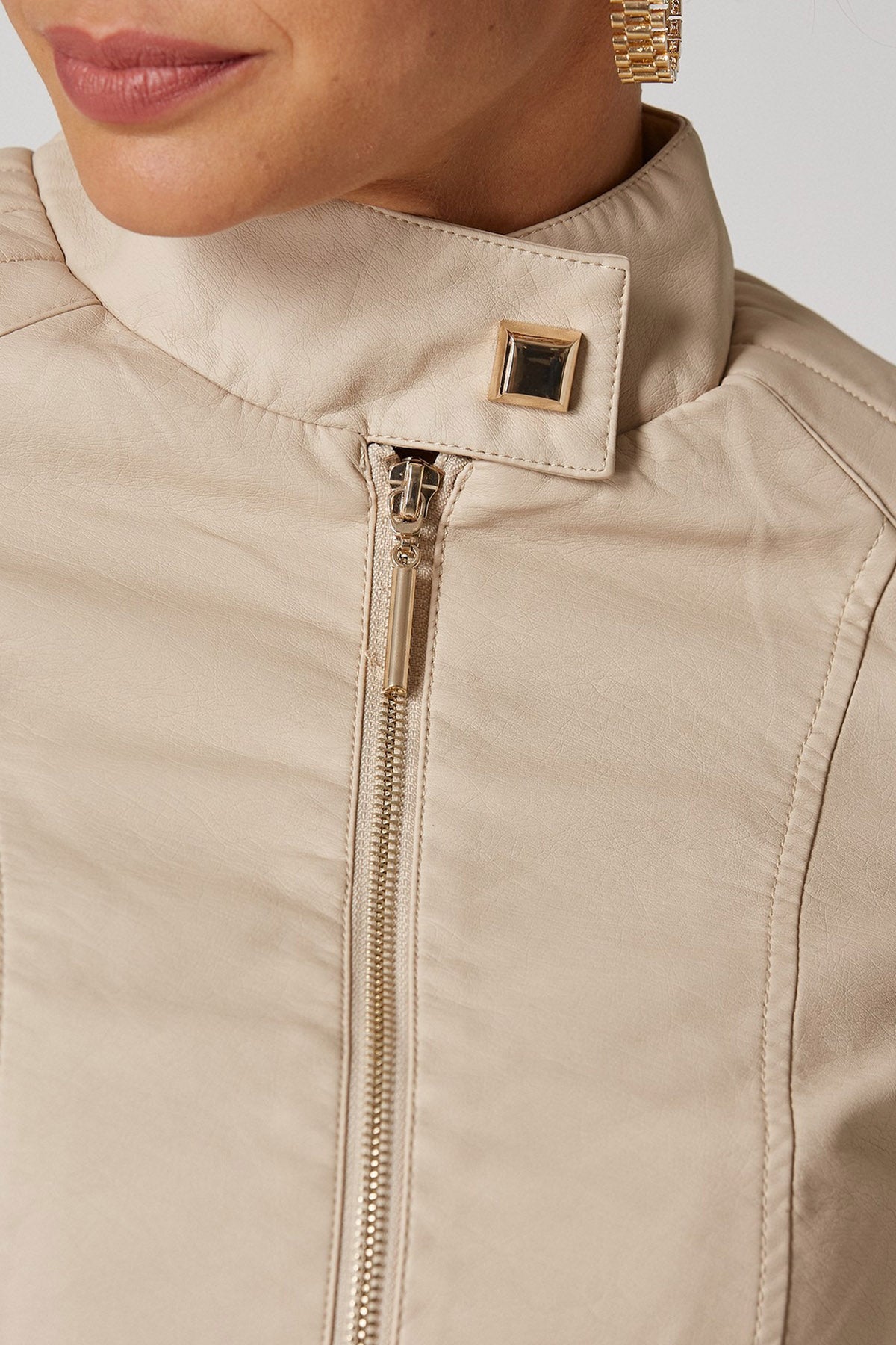 Lynne Zincir Aksesuarlı Deri Ceket-Libas Trendy Fashion Store