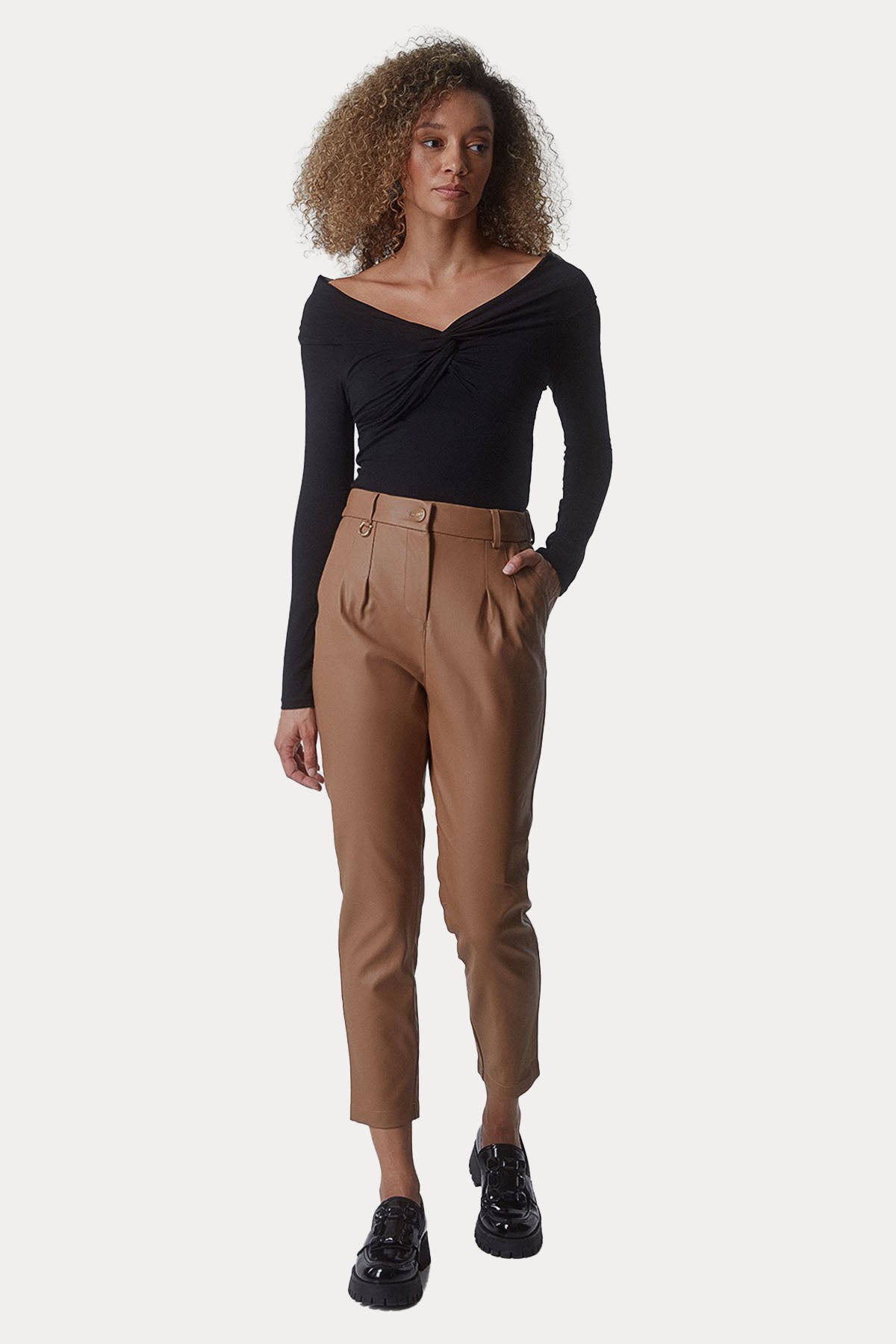 Bsb Tek Pile Yandan Cepli Deri Pantolon-Libas Trendy Fashion Store