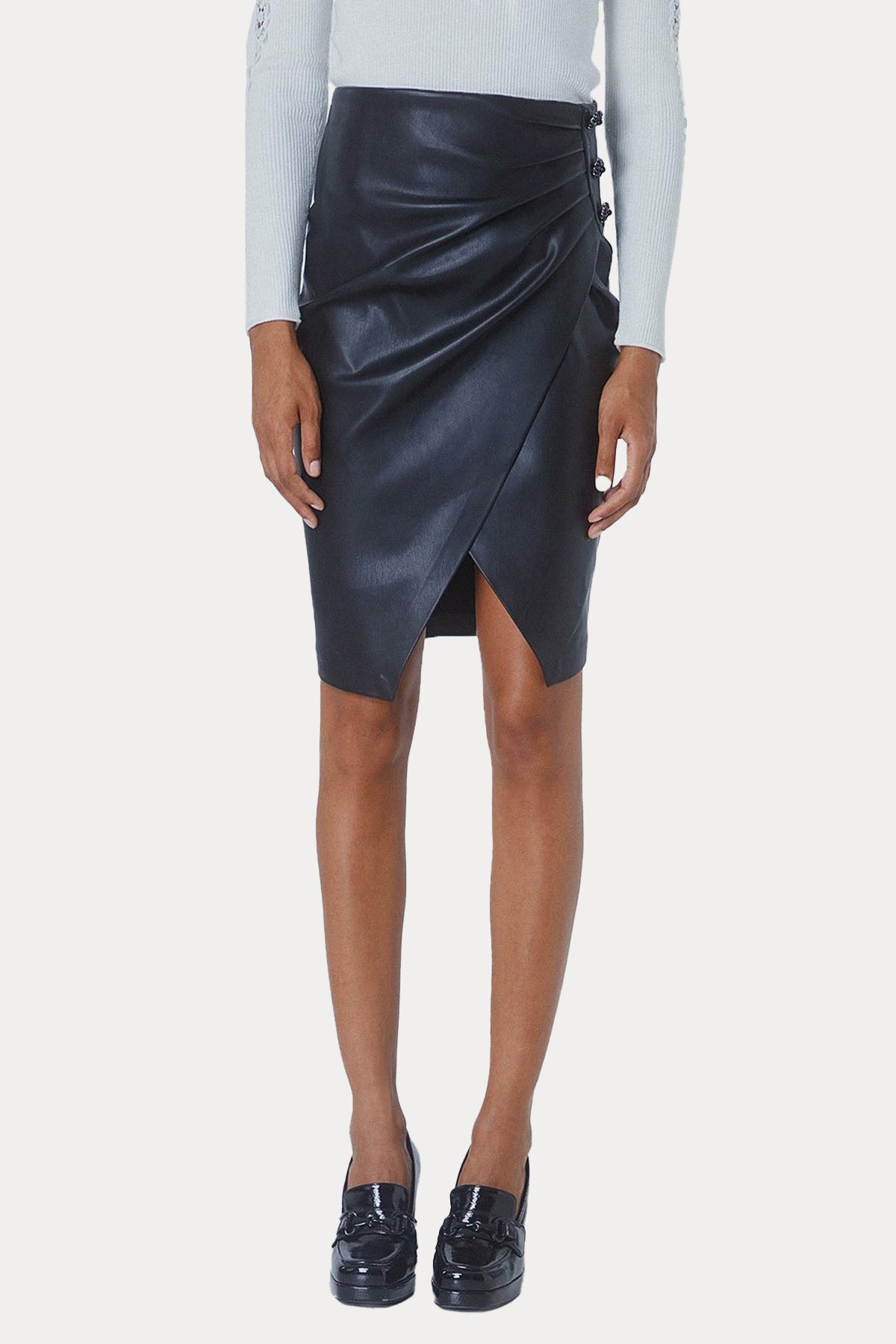 Bsb Dizüstü Büzgülü Deri Etek-Libas Trendy Fashion Store