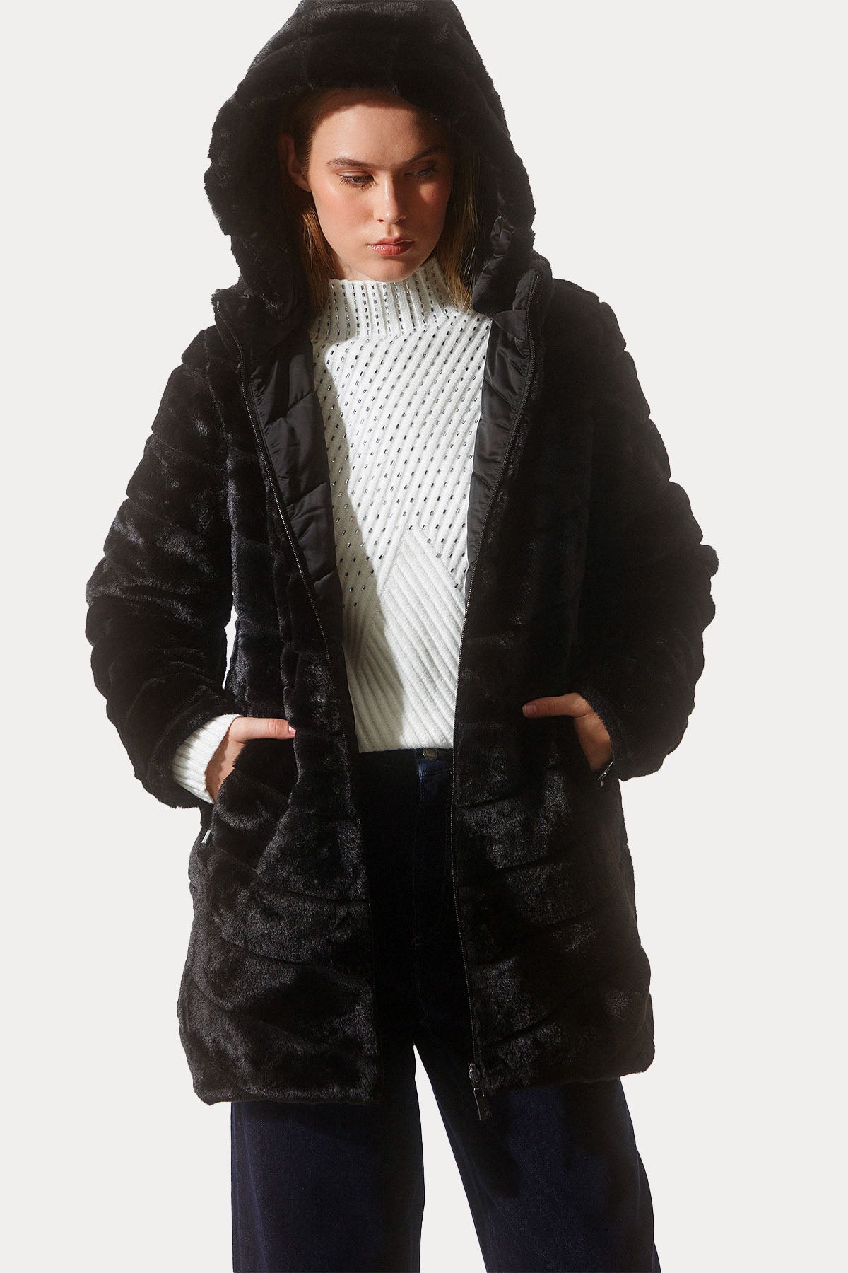 Bsb Çift Taraflı Peluş Kapüşonlu Mont-Libas Trendy Fashion Store