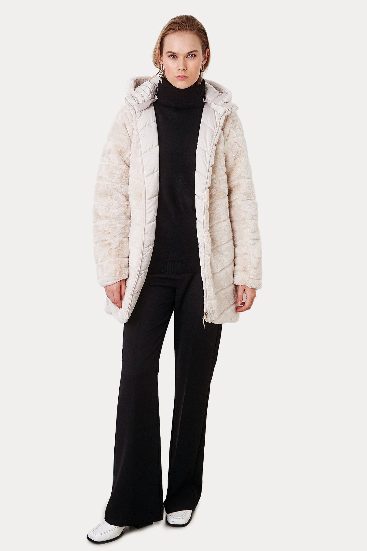 Bsb Çift Taraflı Peluş Kapüşonlu Mont-Libas Trendy Fashion Store