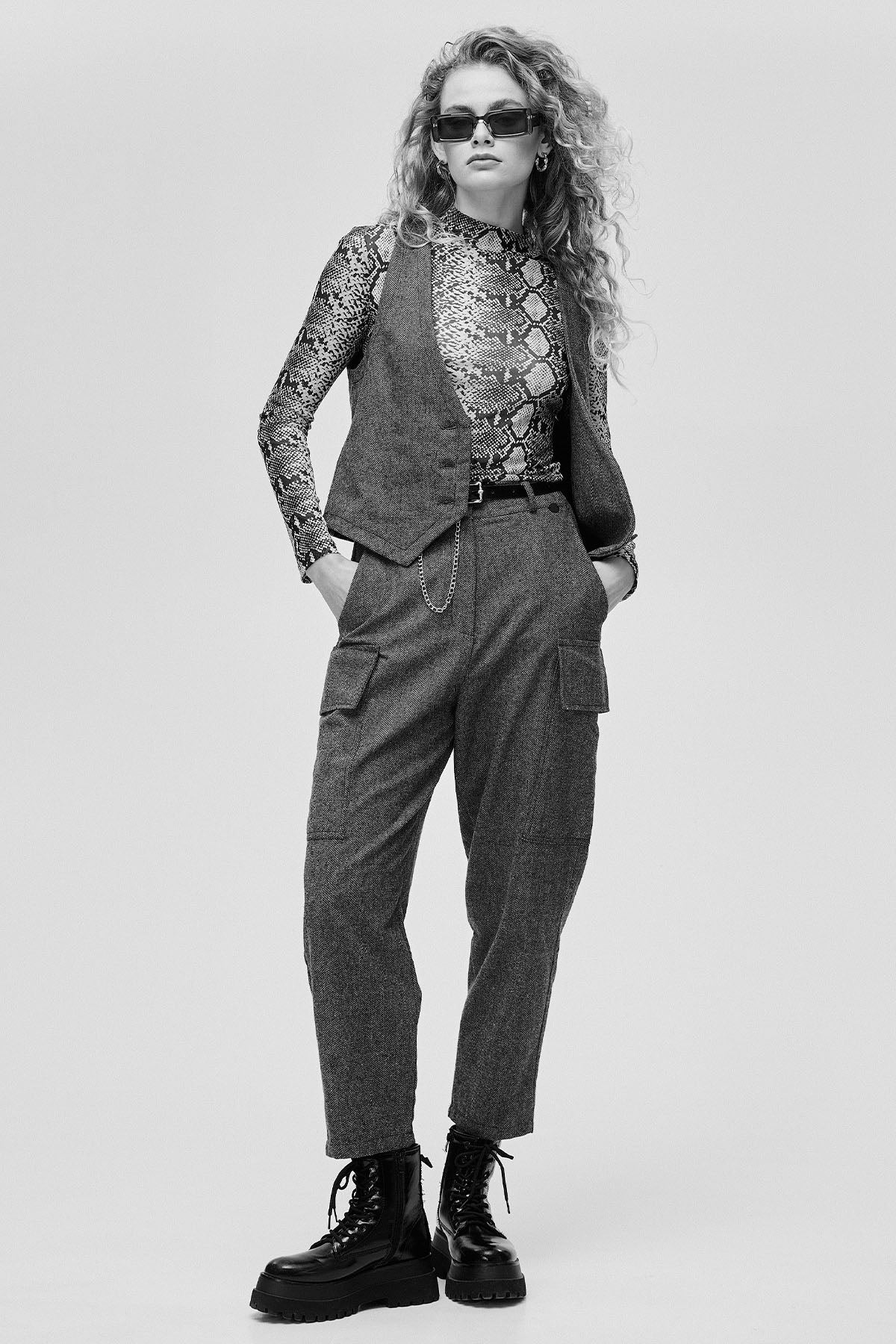 Bsb Geniş Kesim Beli Lastikli Kargo Pantolon-Libas Trendy Fashion Store