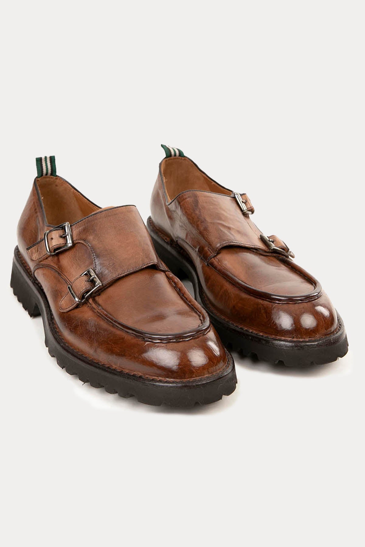 Green George Çift Tokalı Deri Loafer Ayakkabı